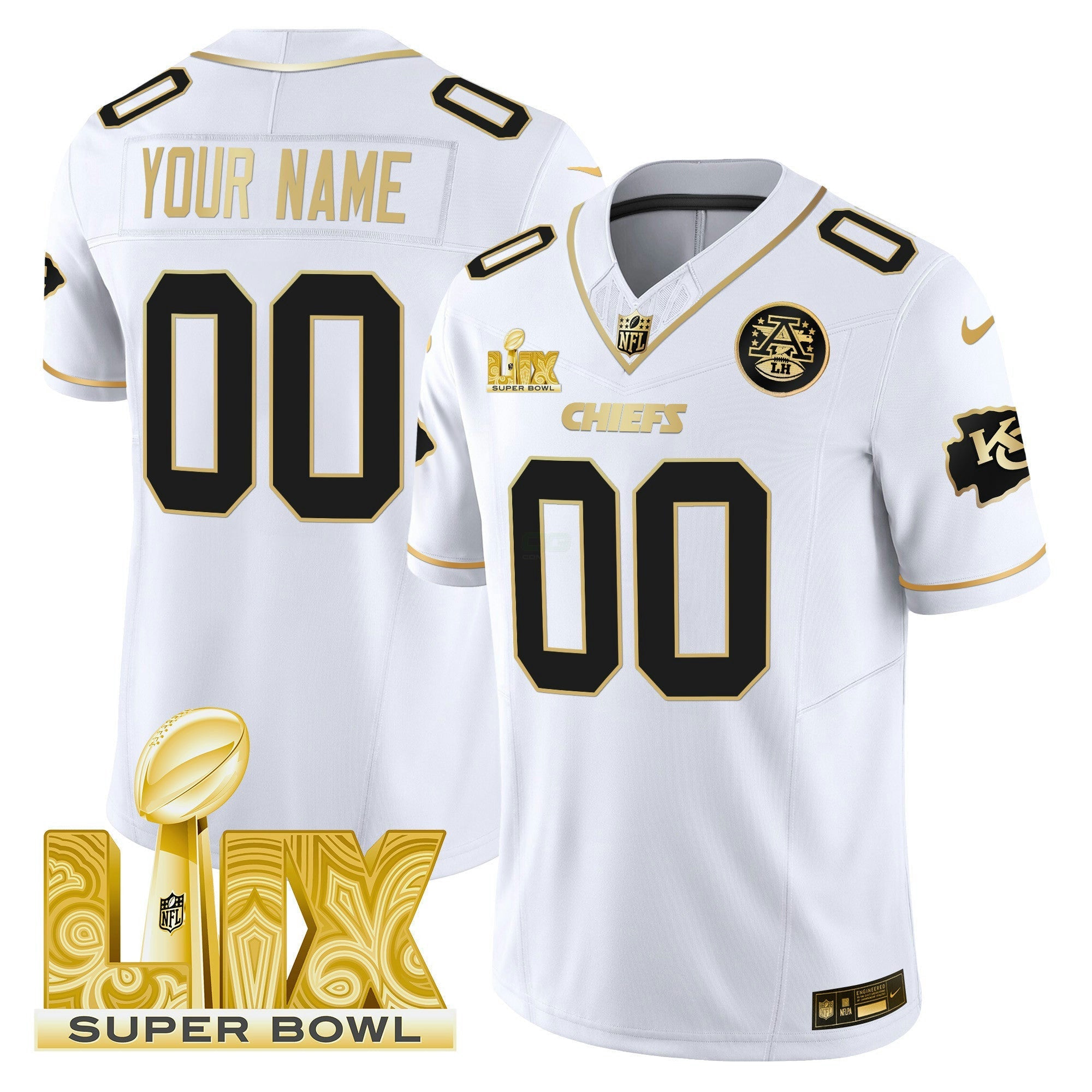 Camisa NFL Super Bowl LIX Patch Dourada Vapor Limited Jersey