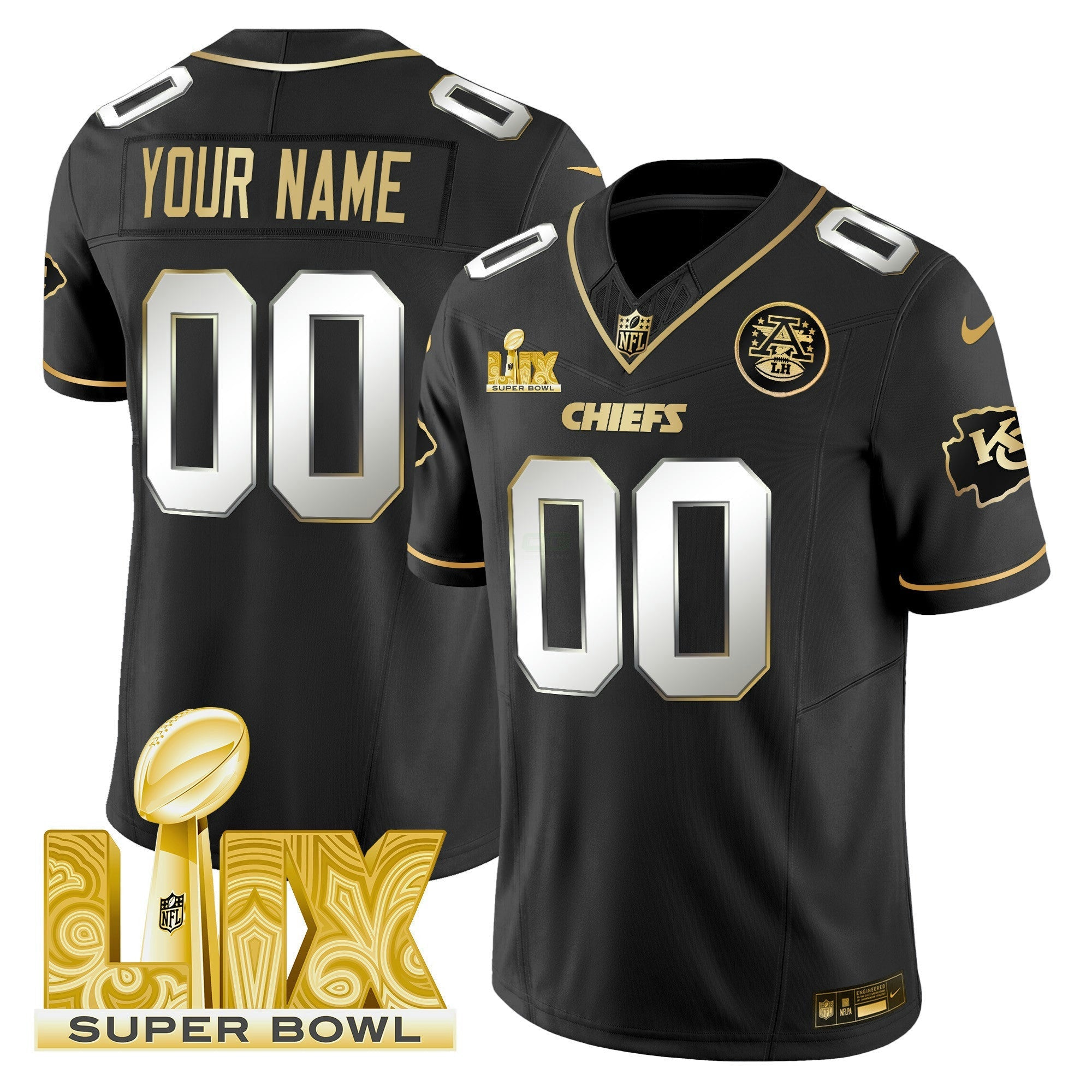 Camisa NFL Super Bowl LIX Patch Dourada Vapor Limited Jersey