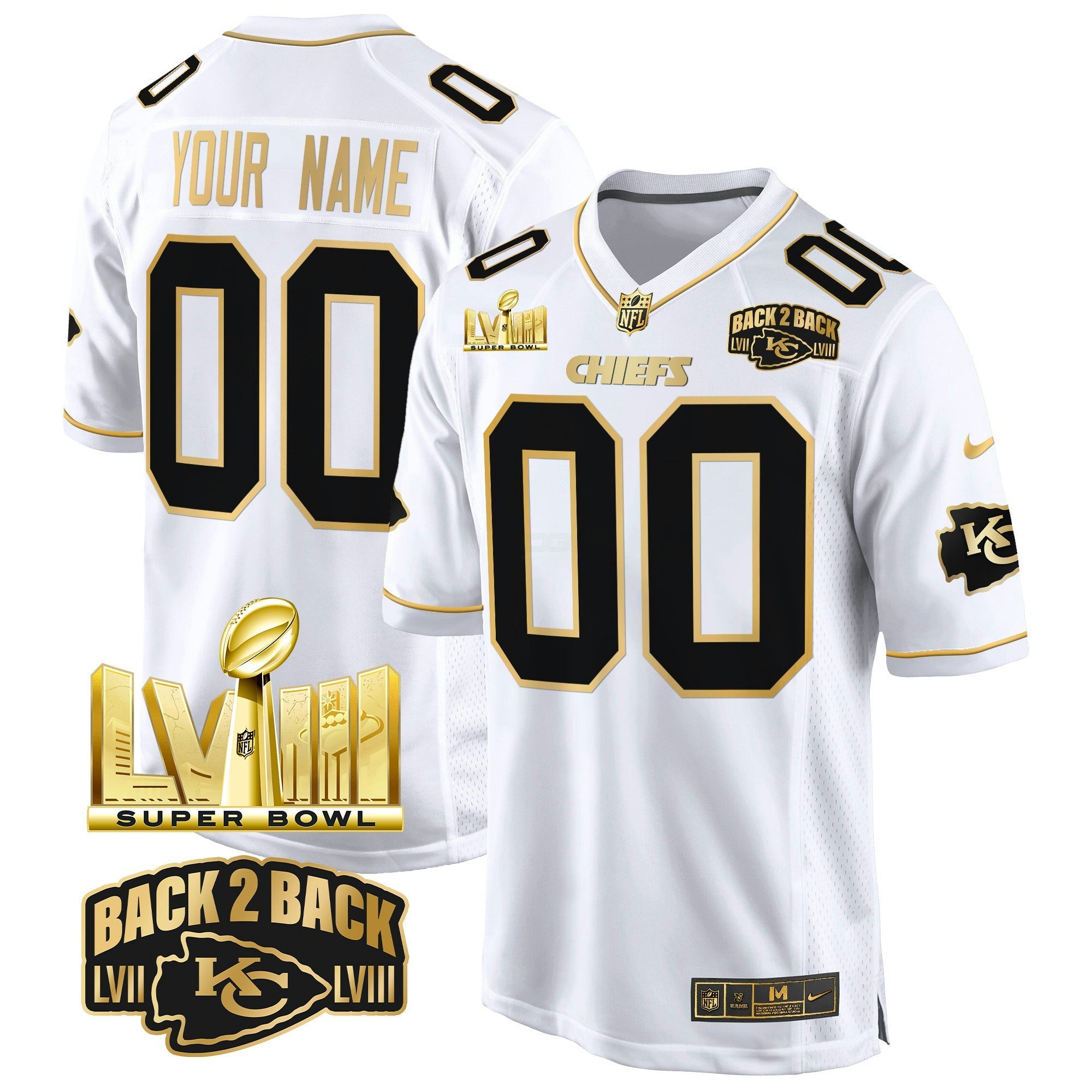 Camisa NFL Super Bowl LVIII & Back 2 Back Gold Game Jersey