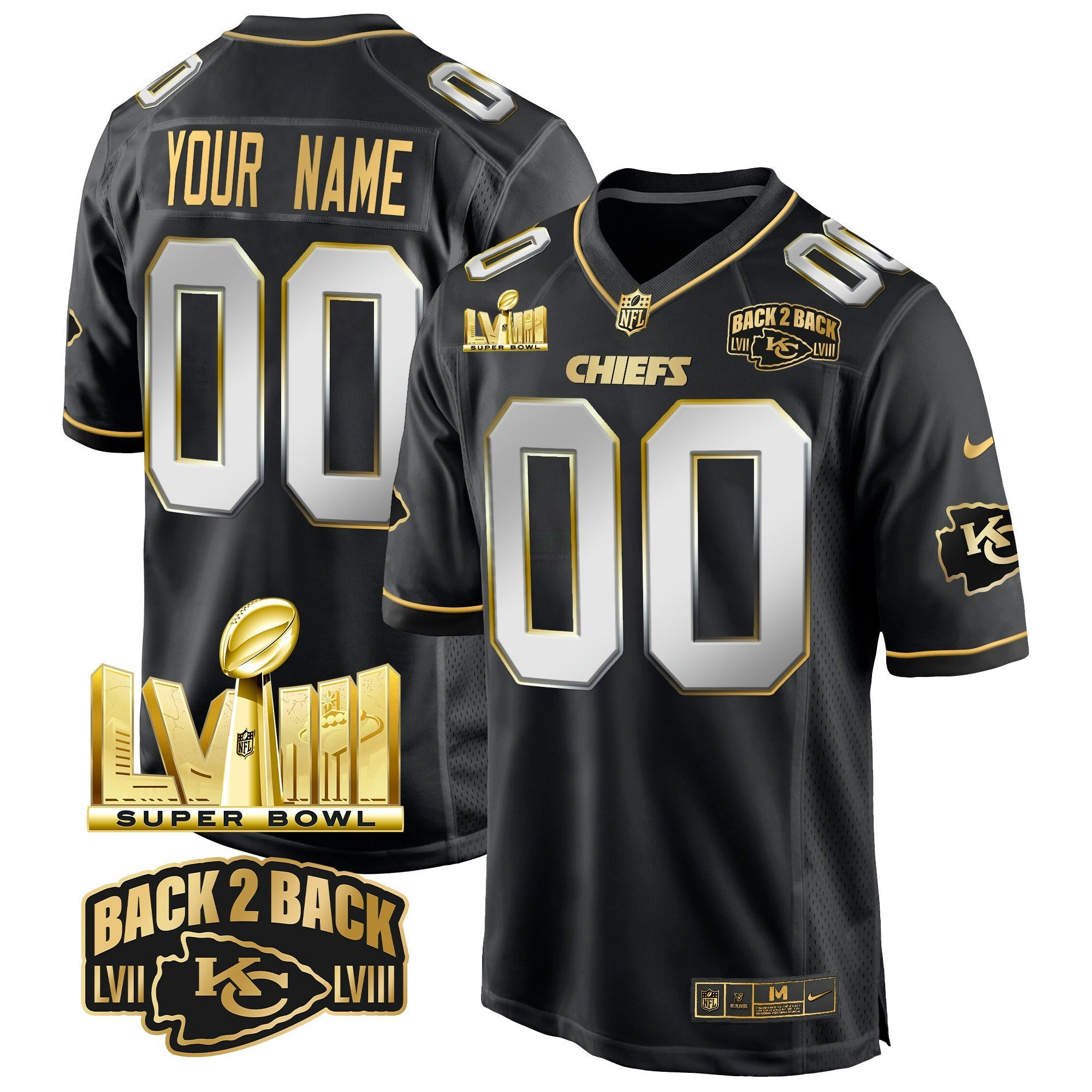 Camisa NFL Super Bowl LVIII & Back 2 Back Gold Game Jersey