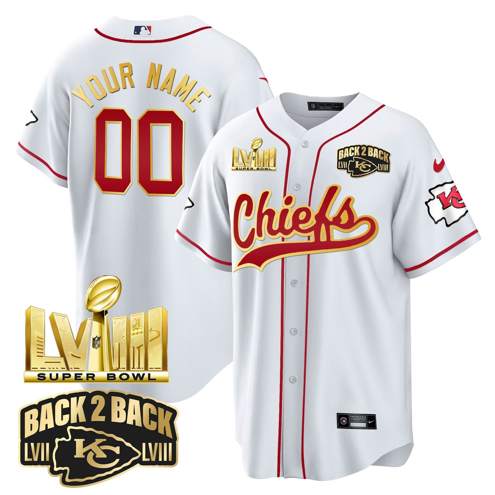 Camisa NFL Super Bowl LVIII & Back 2 Back Gold Patch Jersey