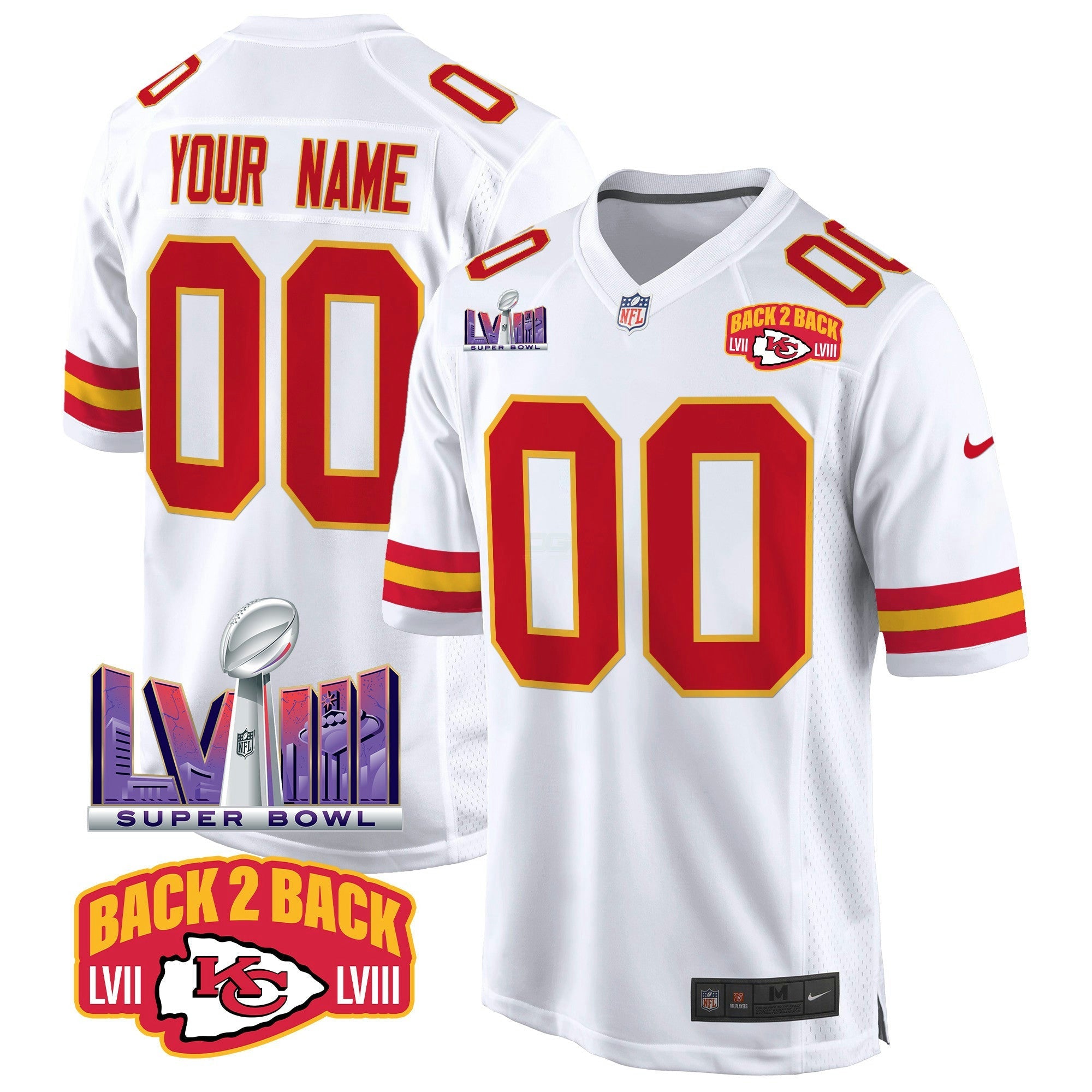 Camisa NFL Super Bowl LVIII & Back 2 Back Patch Game Jersey