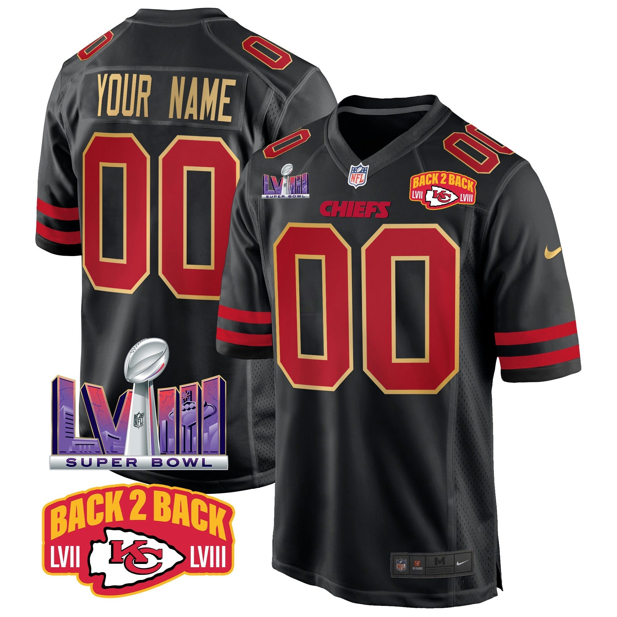 Camisa NFL Super Bowl LVIII & Back 2 Back Patch Game Jersey