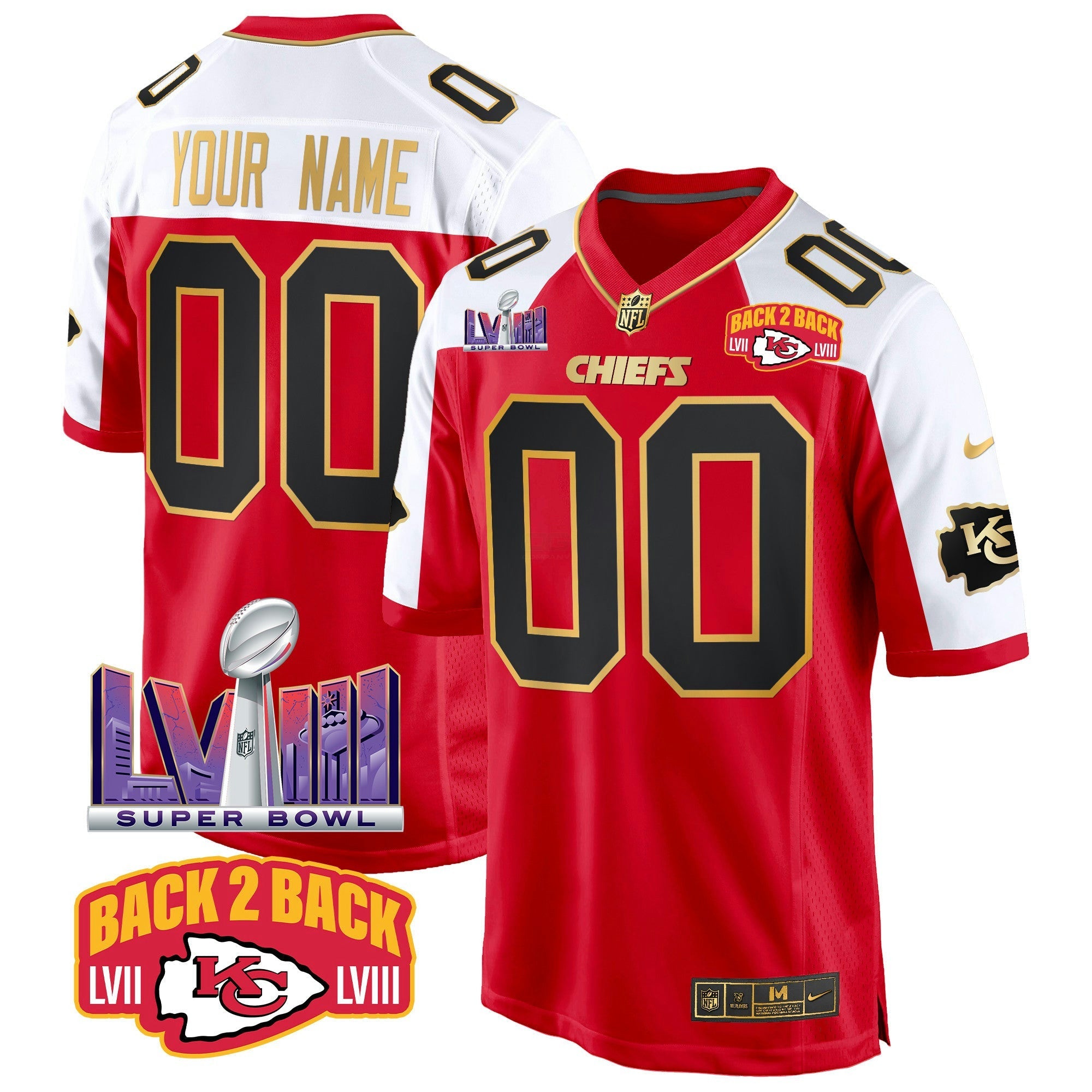 Camisa NFL Super Bowl LVIII & Back 2 Back Patch Game Jersey