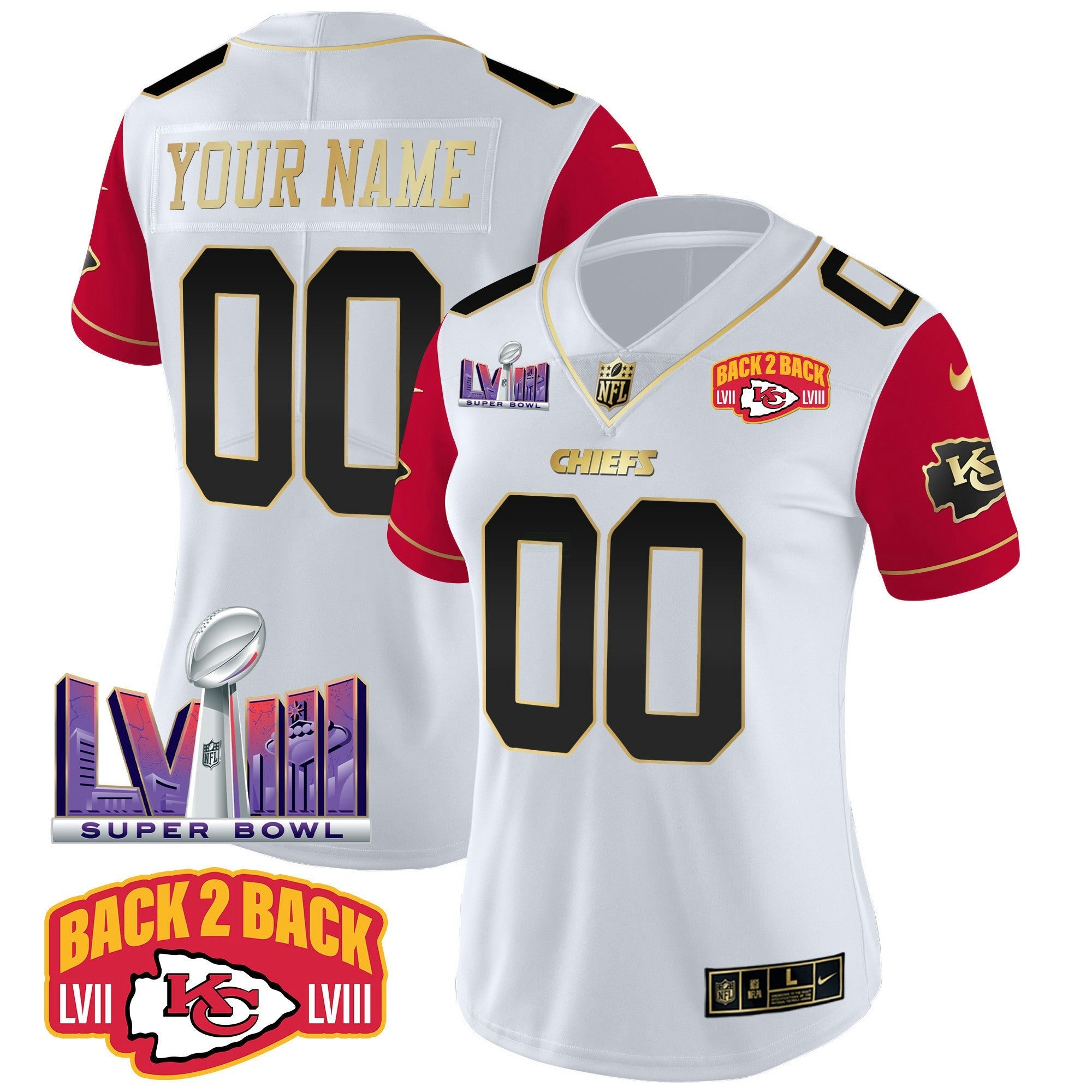 Camisa NFL Super Bowl LVIII & Back 2 Back Patch Vapor Jersey V2
