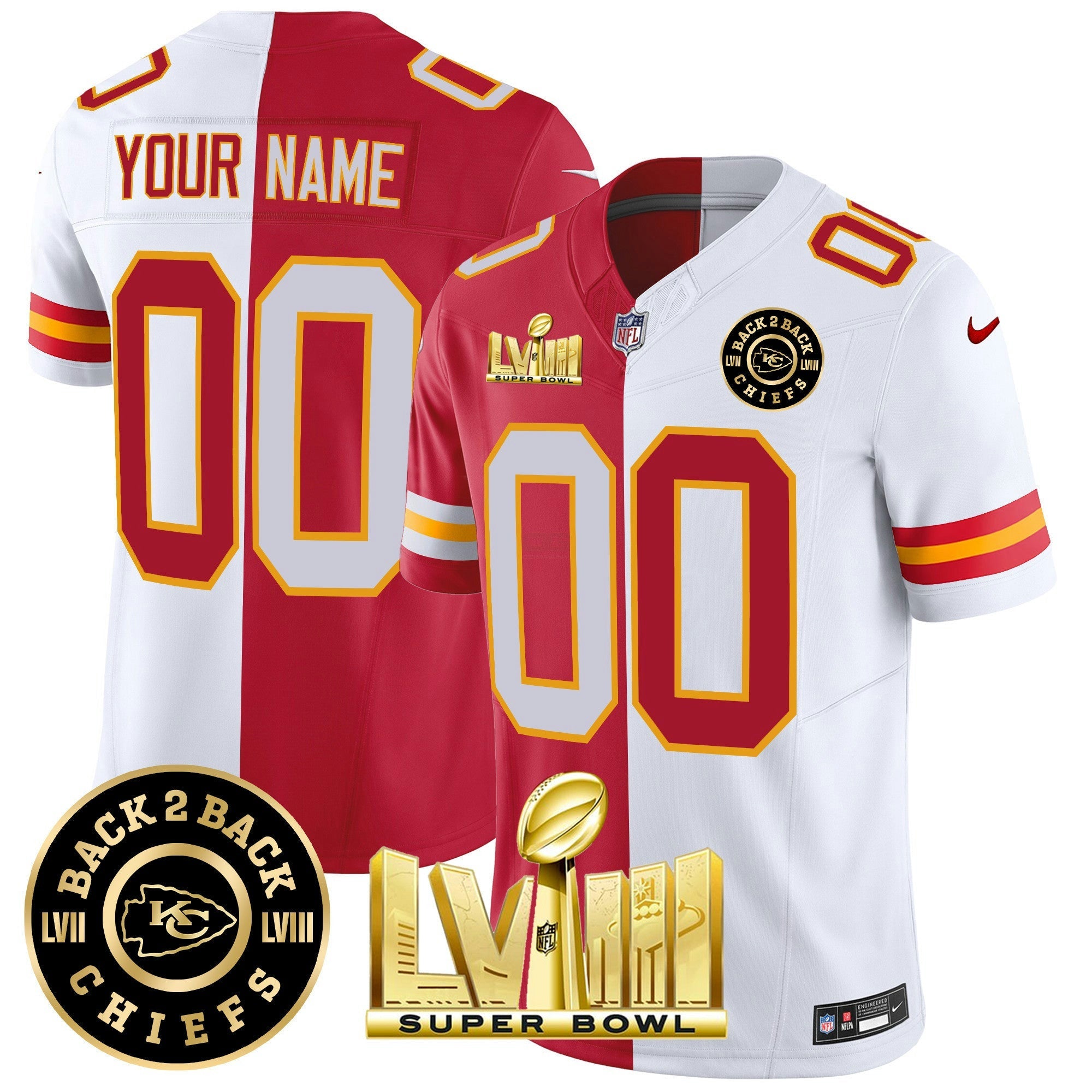 Camisa NFL Super Bowl LVIII & Back 2 Back Patch Vapor Jersey V4