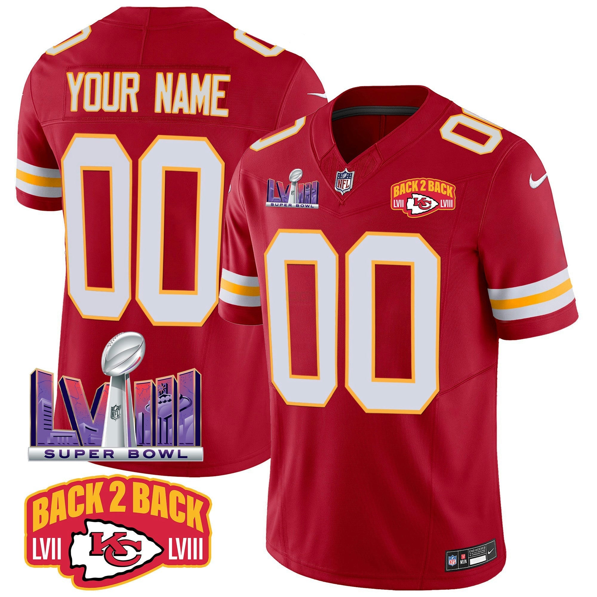 Camisa NFL Super Bowl LVIII & Back 2 Back Patch Vapor Jersey