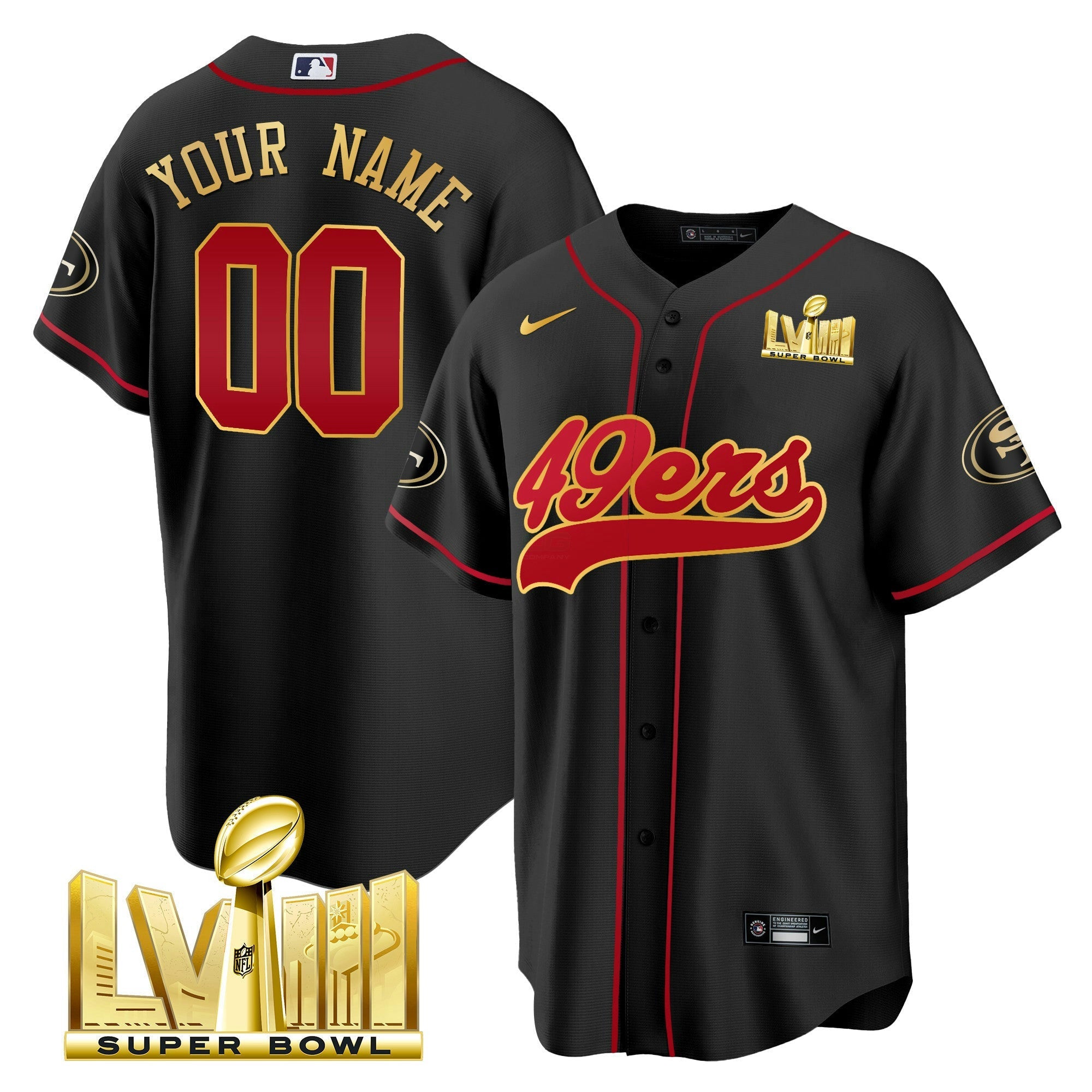 Camisa NFL Super Bowl LVIII Dourada Patch Jersey