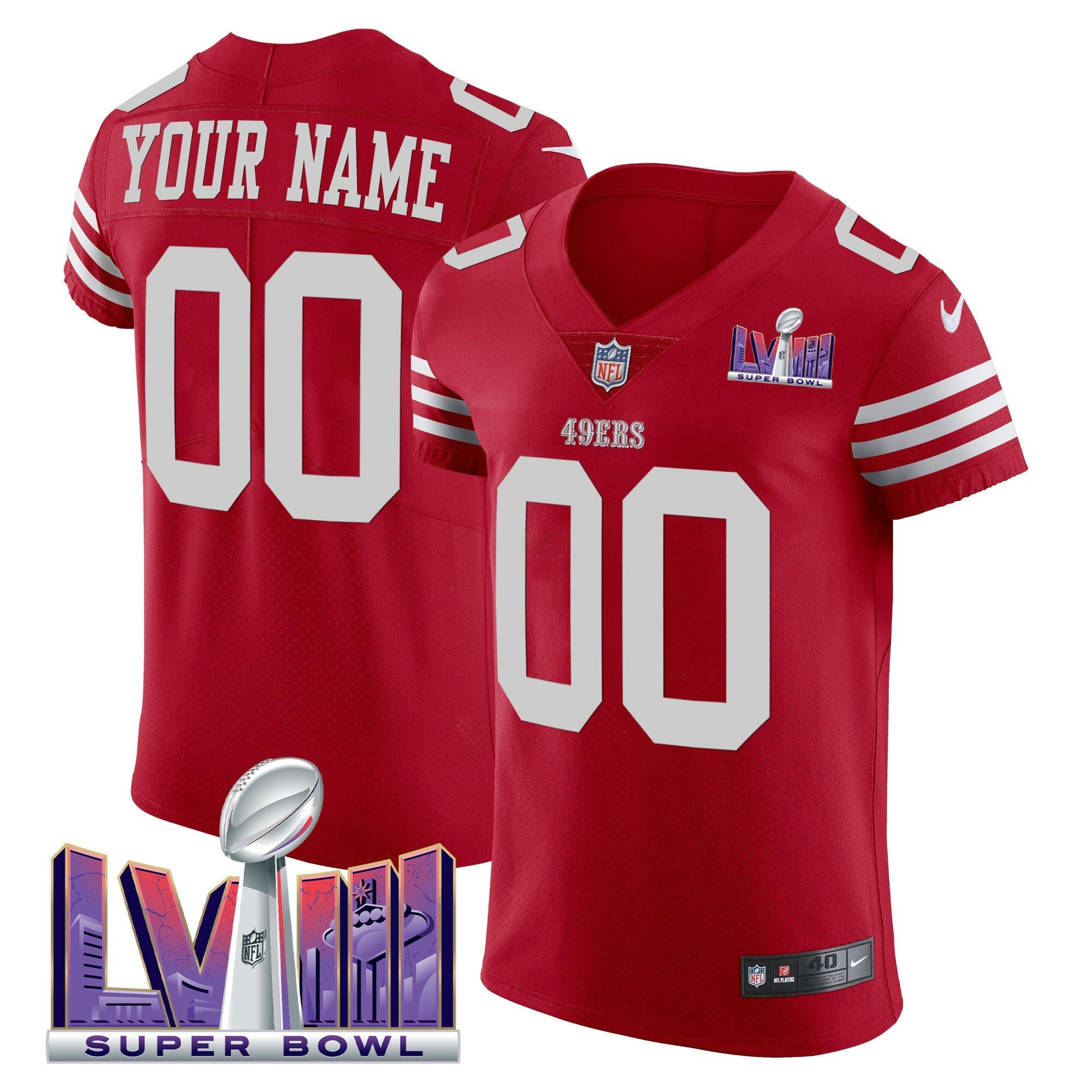 Camisa NFL Super Bowl LVIII Dourada Patch Vapor Elite Jersey