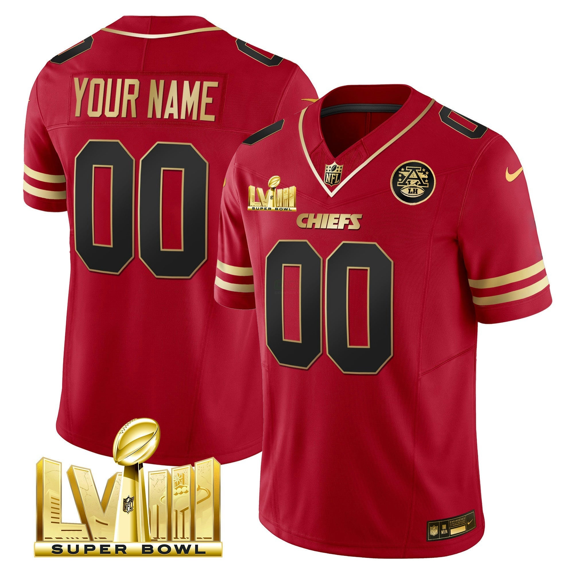 Camisa NFL Super Bowl LVIII Dourada Patch Vapor Jersey