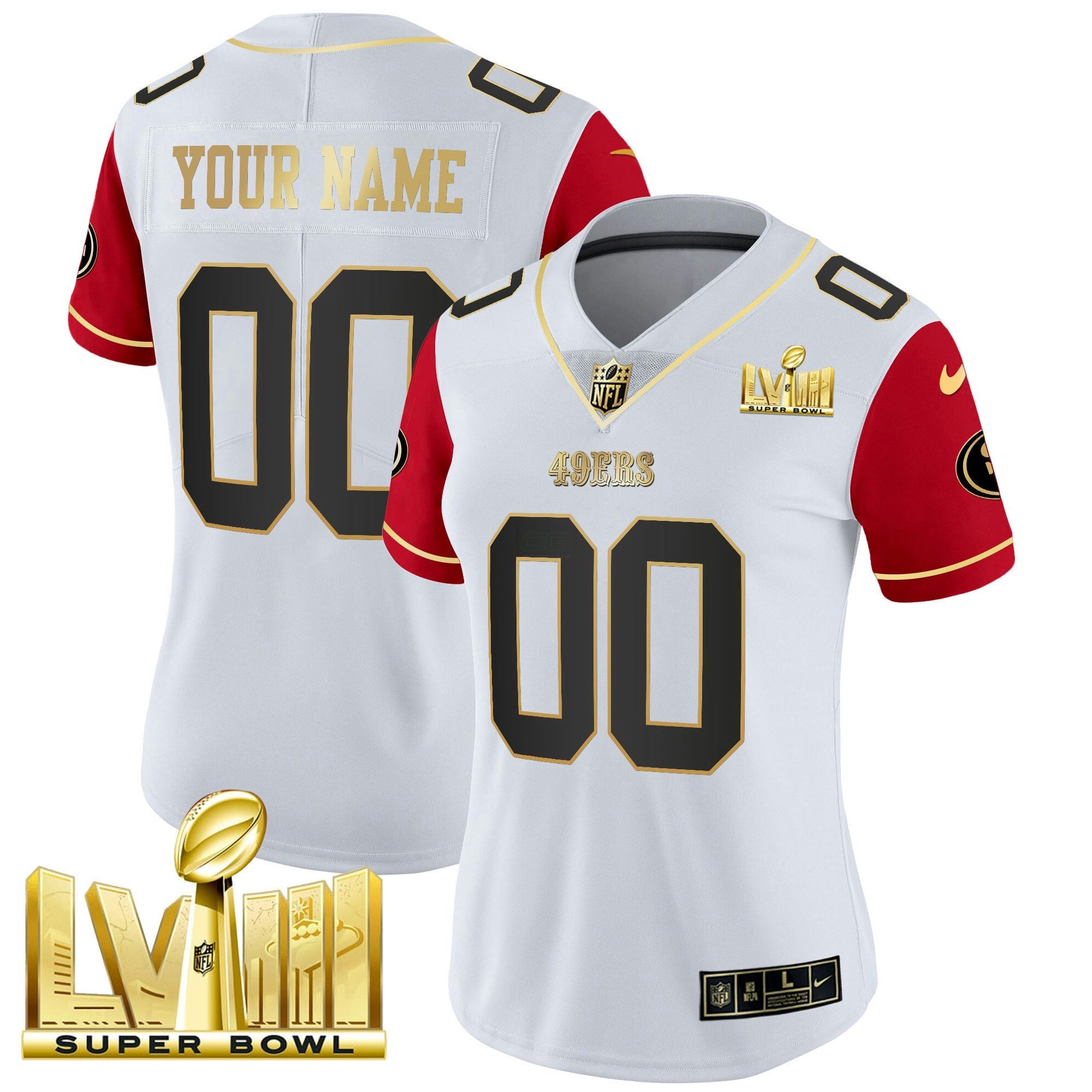Camisa NFL Super Bowl LVIII Dourada Patch Vapor Jersey V2