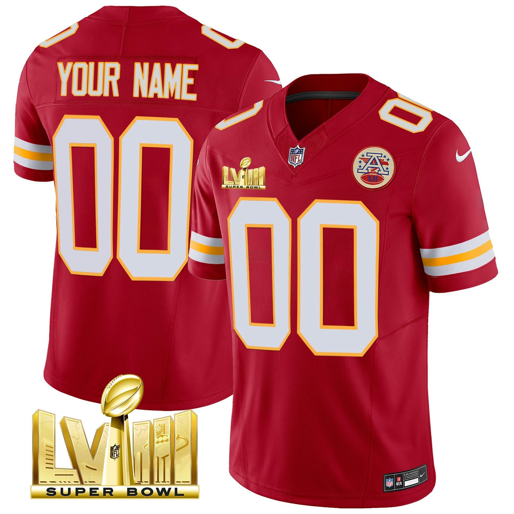Camisa NFL Super Bowl LVIII Dourada Patch Vapor Jersey