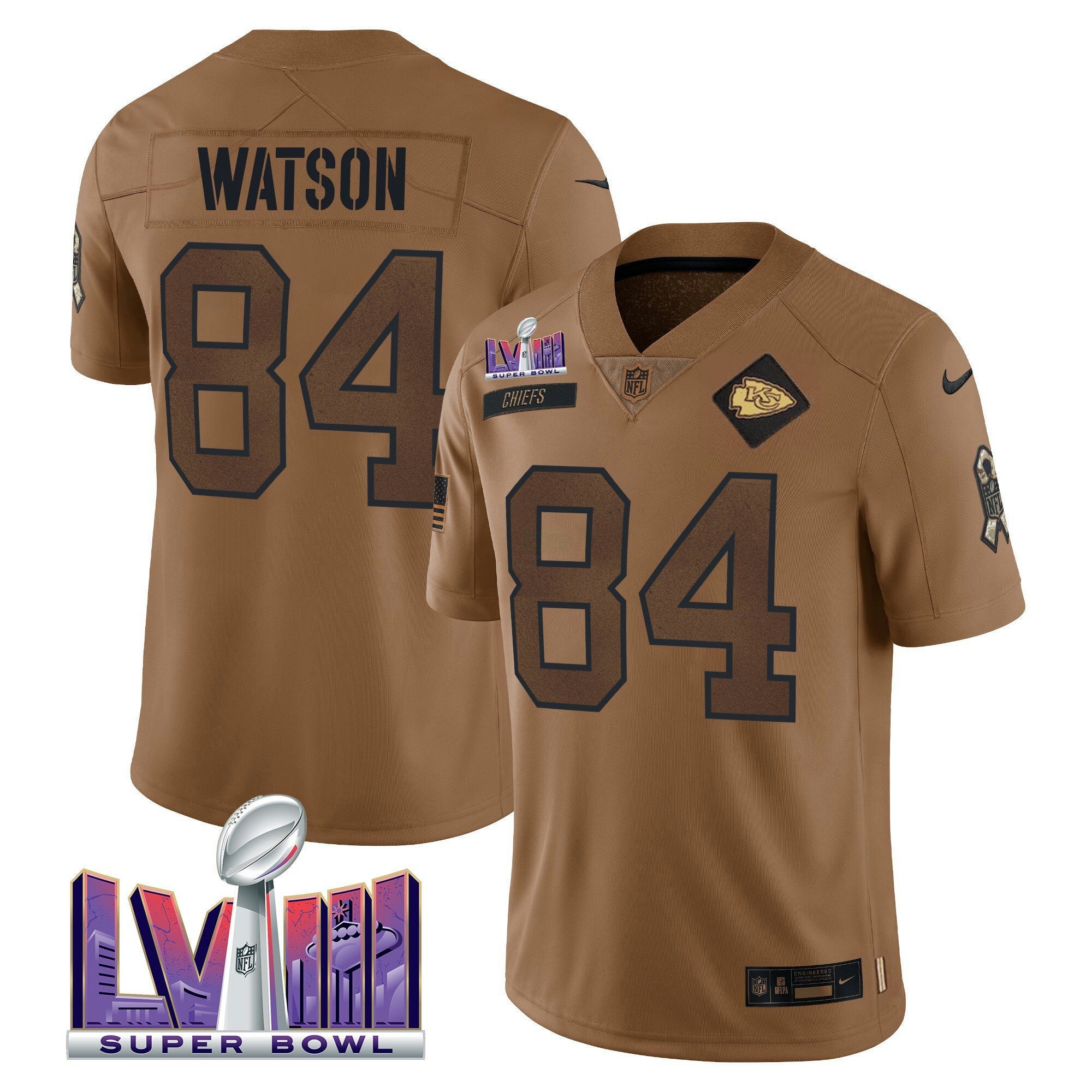Camisa NFL Super Bowl LVIII Patch Salute To Service Marrom Limited Jersey