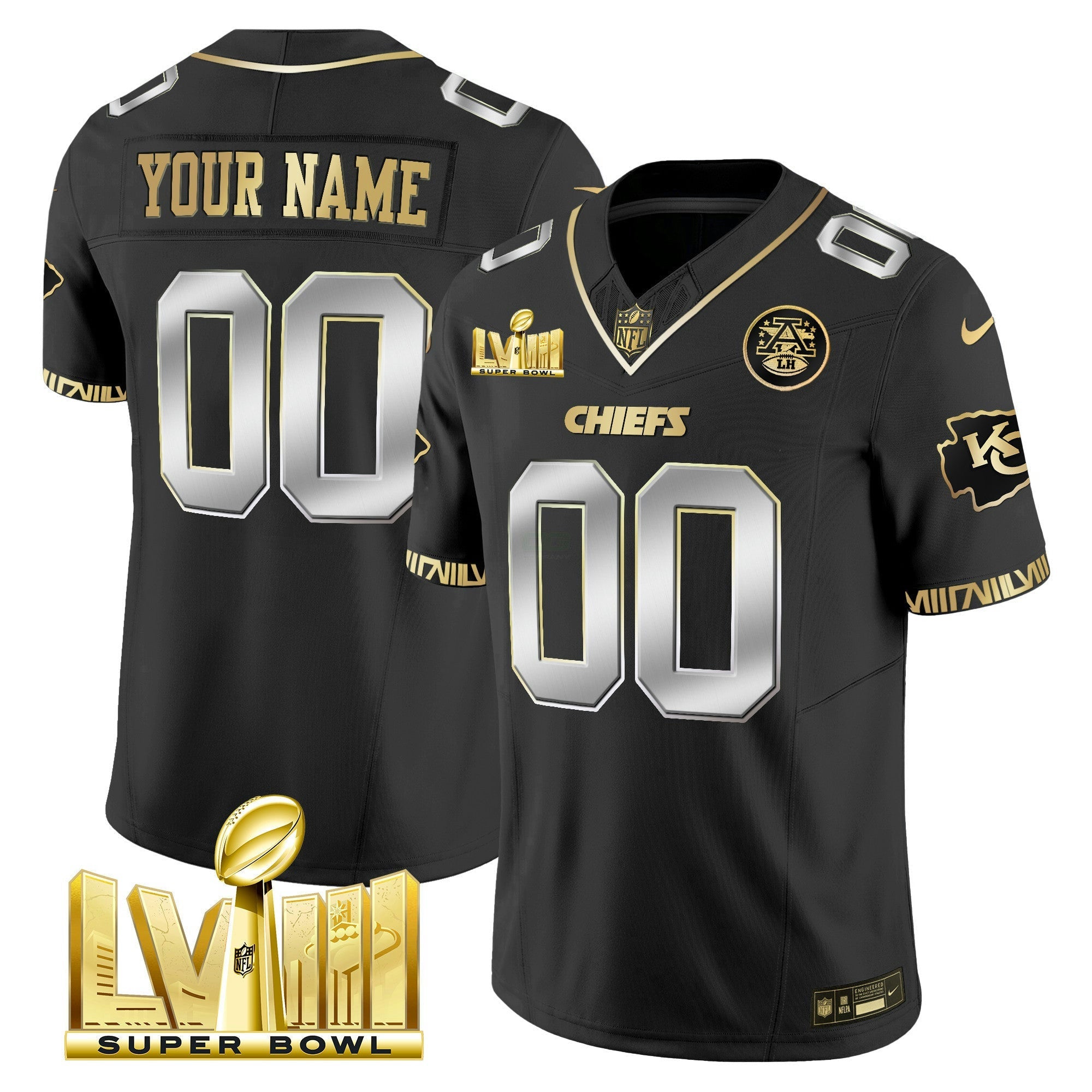 Camisa NFL Super Bowl LVIII Pattern Gold Vapor Jersey V2