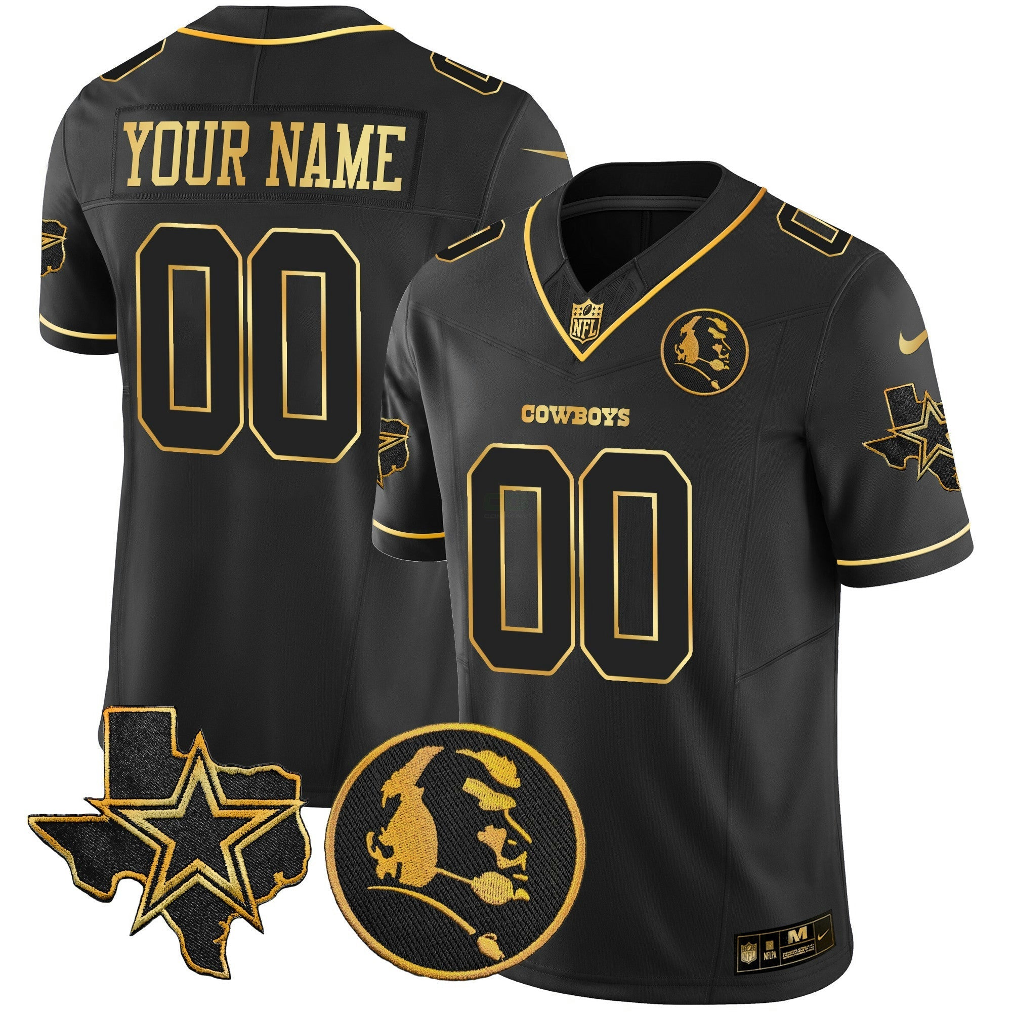 Camisa NFL Texas & John Madden Patch Dourada Vapor Limited Jersey