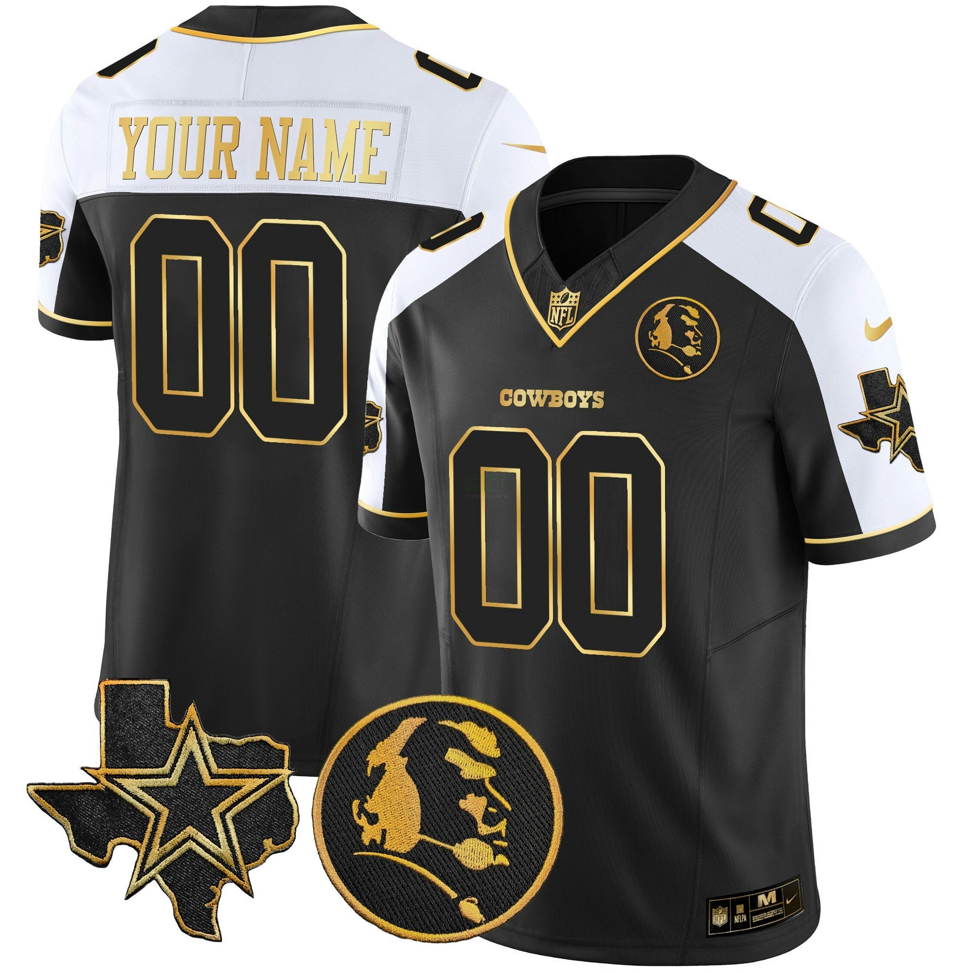 Camisa NFL Texas & John Madden Patch Dourada Vapor Limited Jersey