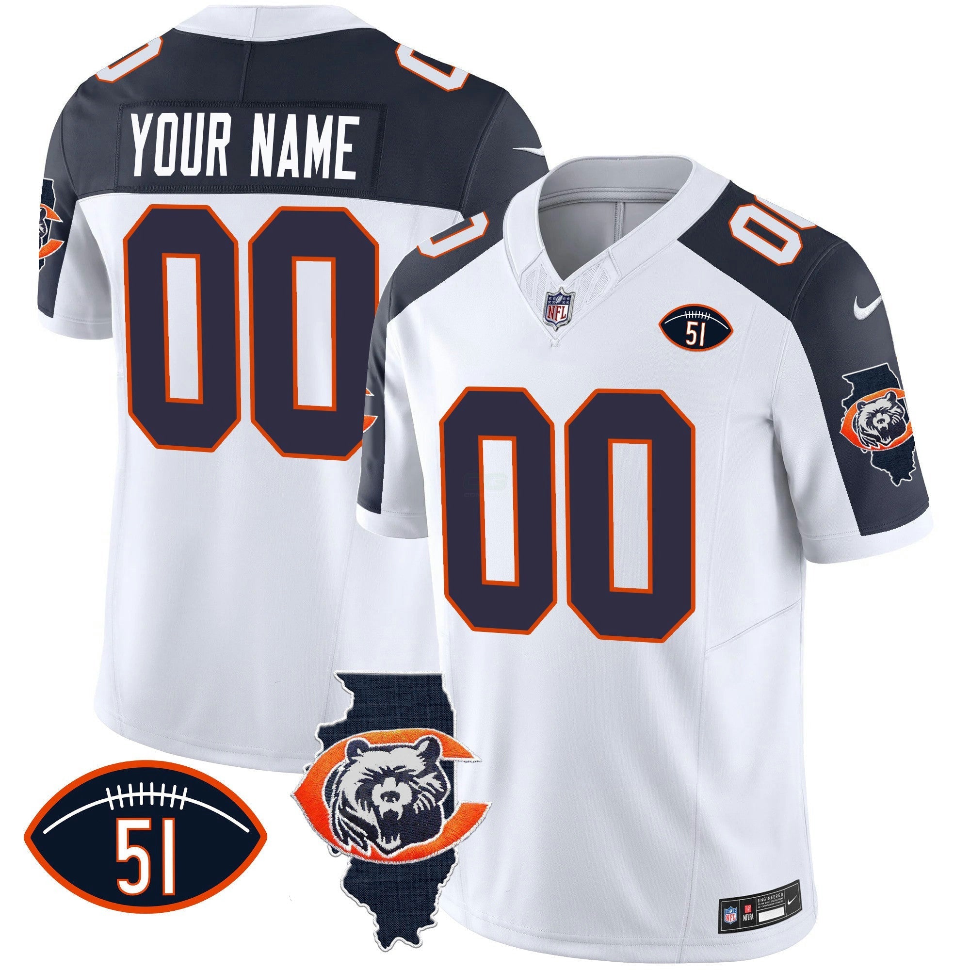Camisa NFL Throwback Illinois Patch Vapor Jersey