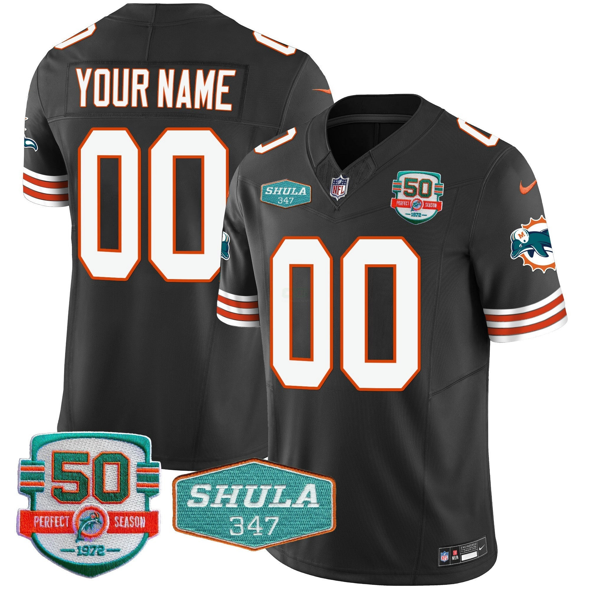 Camisa NFL Throwback Shula 347 Patch Vapor Jersey