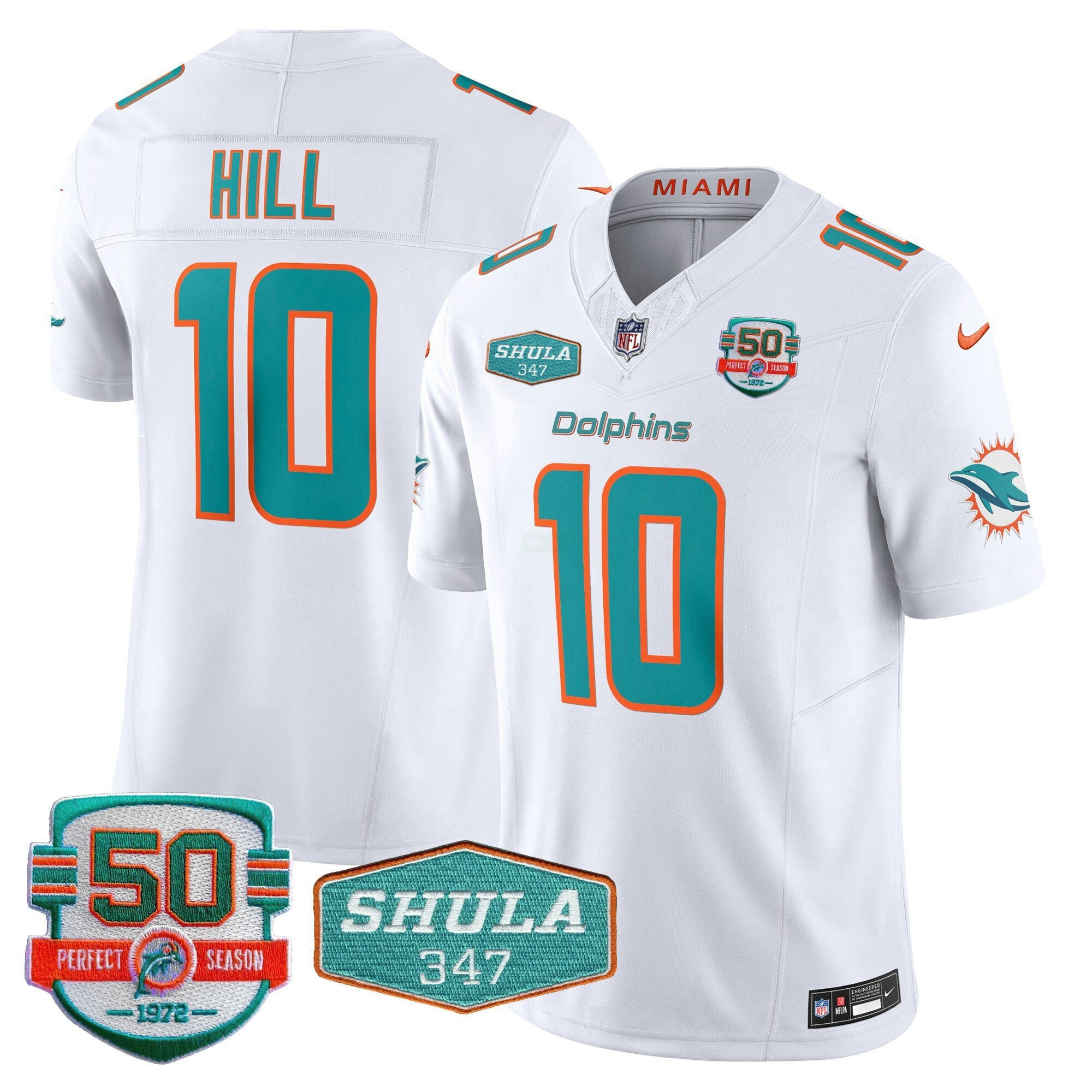 Camisa NFL Tyreek Hill Miami Shula 347 Patch Vapor Jersey