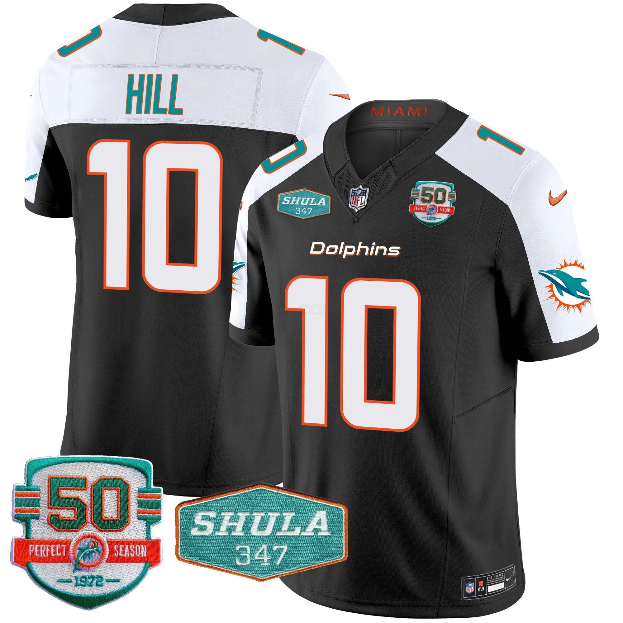 Camisa NFL Tyreek Hill Miami Shula 347 Patch Vapor Jersey