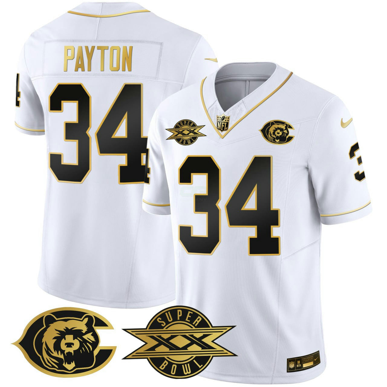Camisa NFL Walter Payton Chicago 1986 Super Bowl Patch Jersey