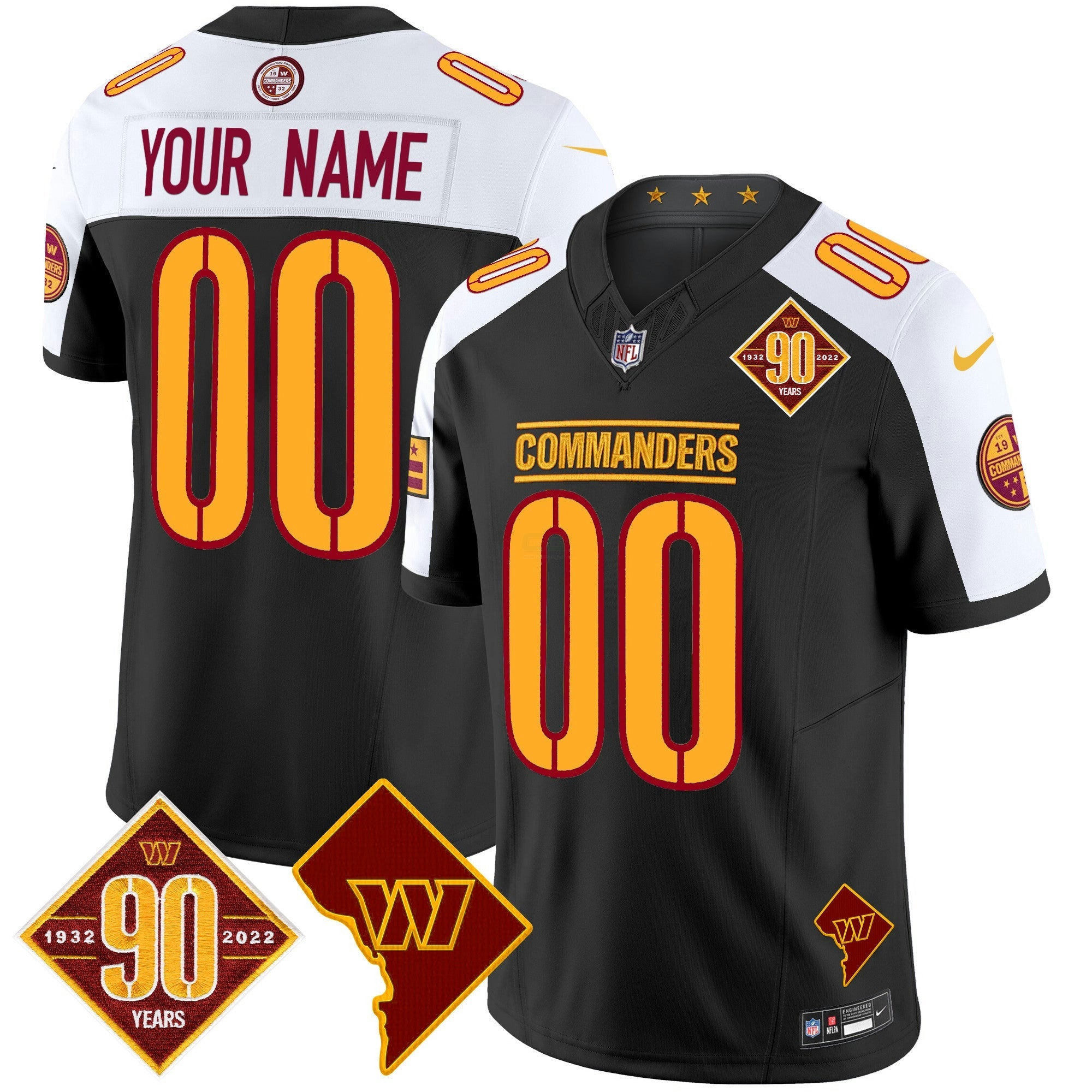 Camisa NFL Washington 90th Anniversary & Home Patch Vapor Limited Jersey