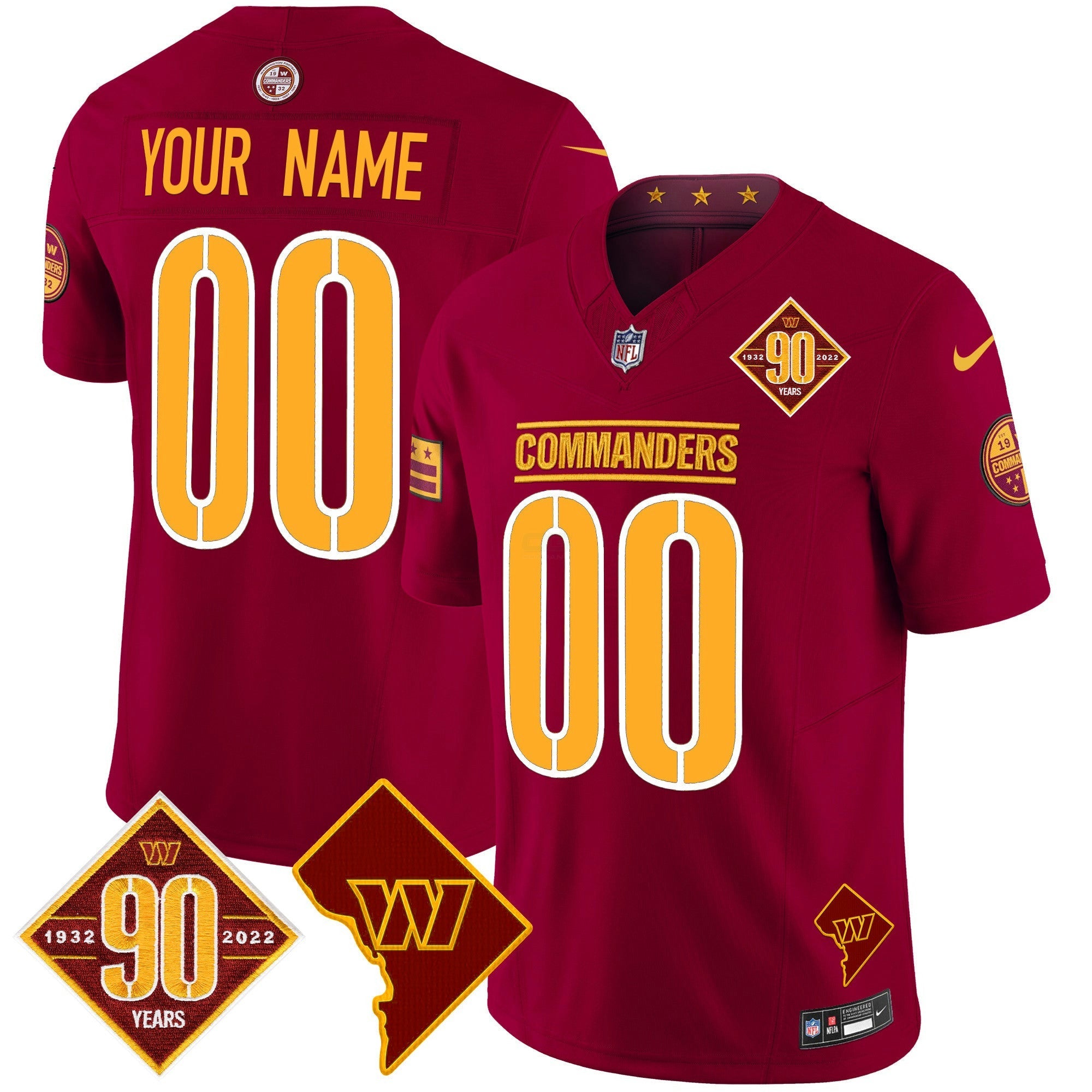 Camisa NFL Washington 90th Anniversary & Home Patch Vapor Limited Jersey