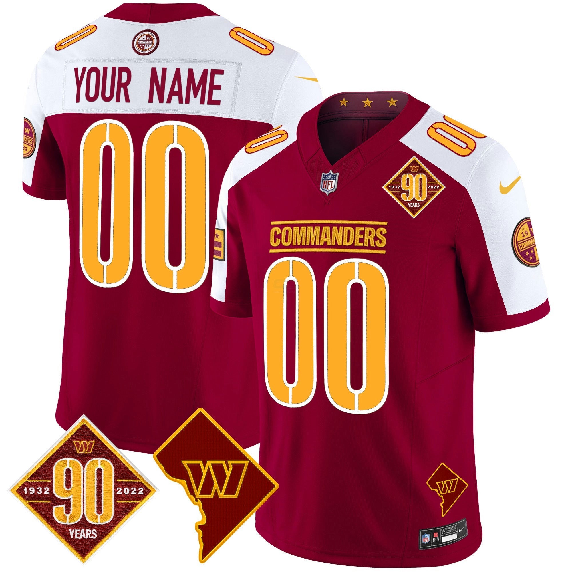 Camisa NFL Washington 90th Anniversary & Home Patch Vapor Limited Jersey