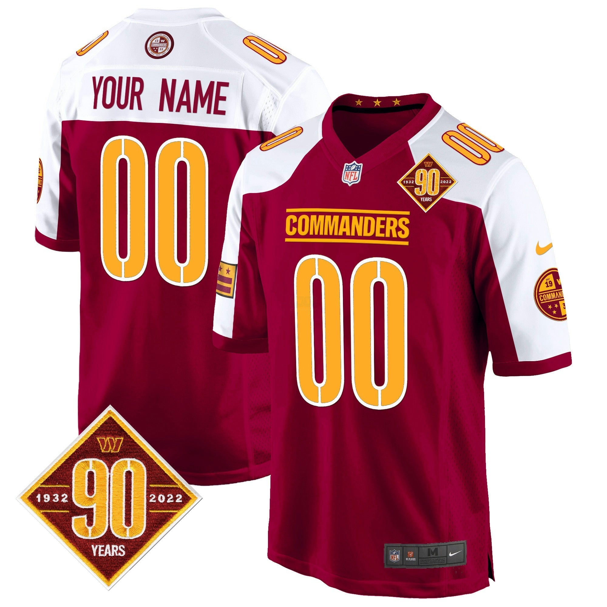 Camisa NFL Washington 90th Anniversary Patch Game Jersey
