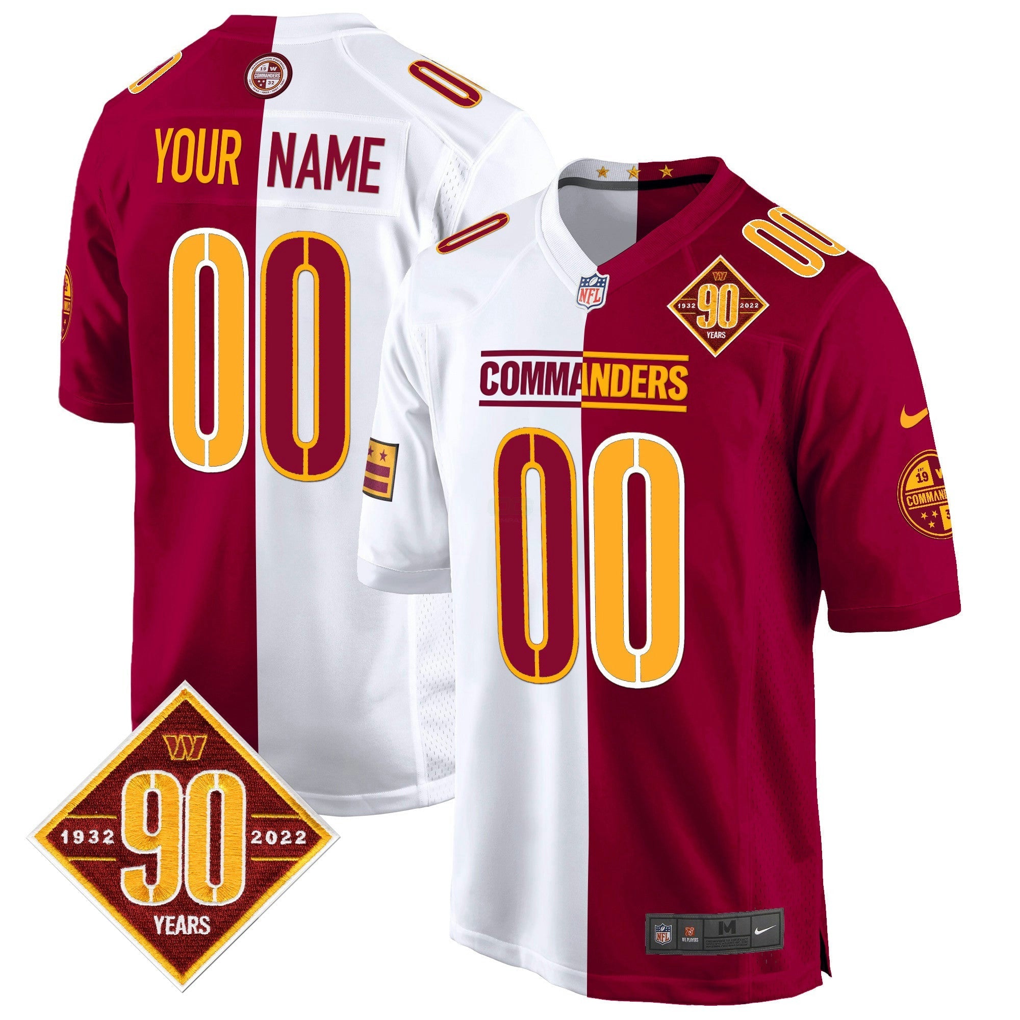 Camisa NFL Washington 90th Anniversary Patch Game Jersey