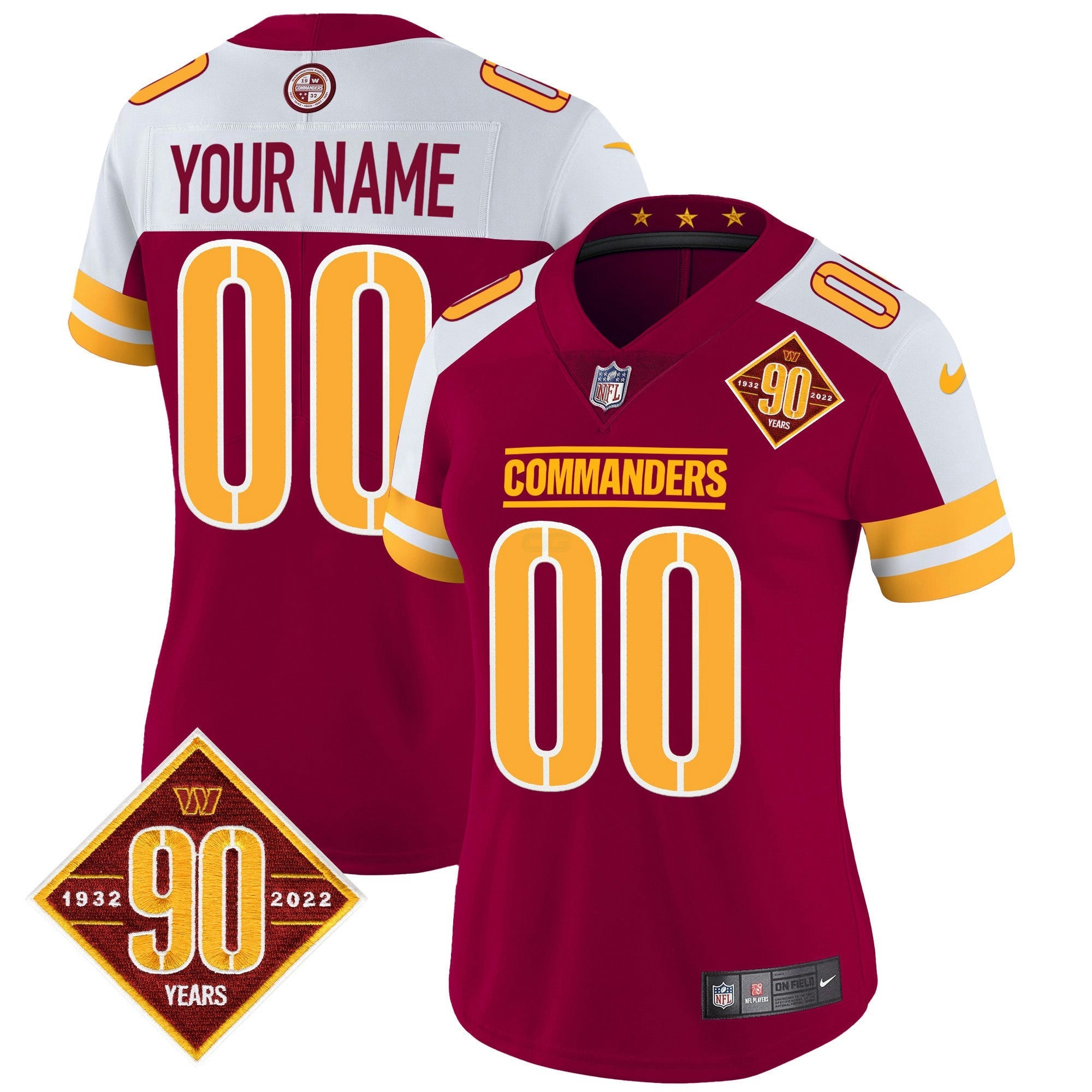 Camisa NFL Washington 90th Anniversary Patch Vapor Jersey V2