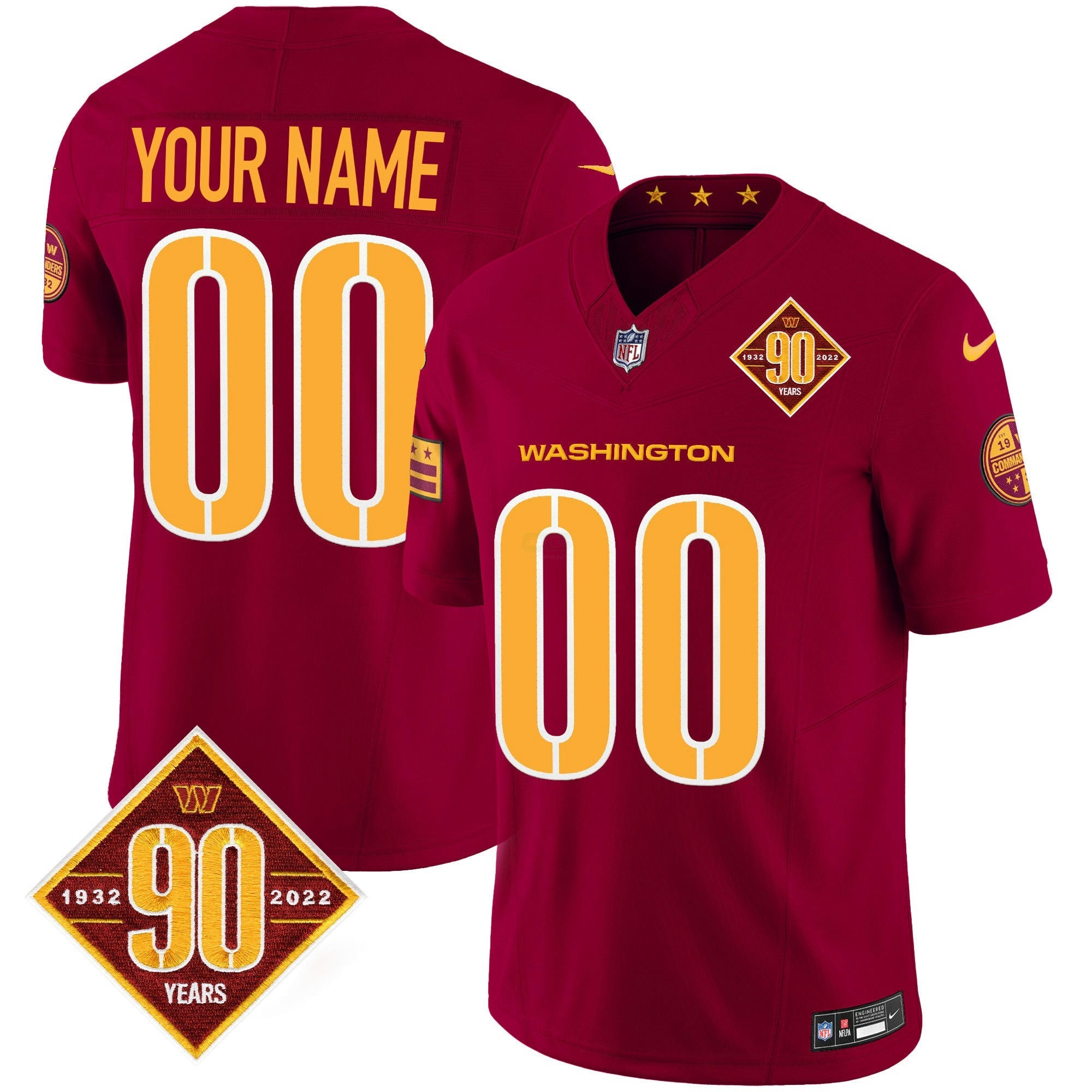 Camisa NFL Washington 90th Anniversary Patch Vapor Jersey V3