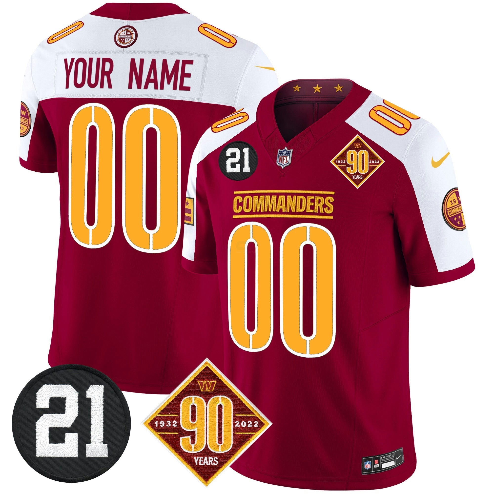 Camisa NFL Washington 90th & Sean Taylor Patch Vapor Limited Jersey