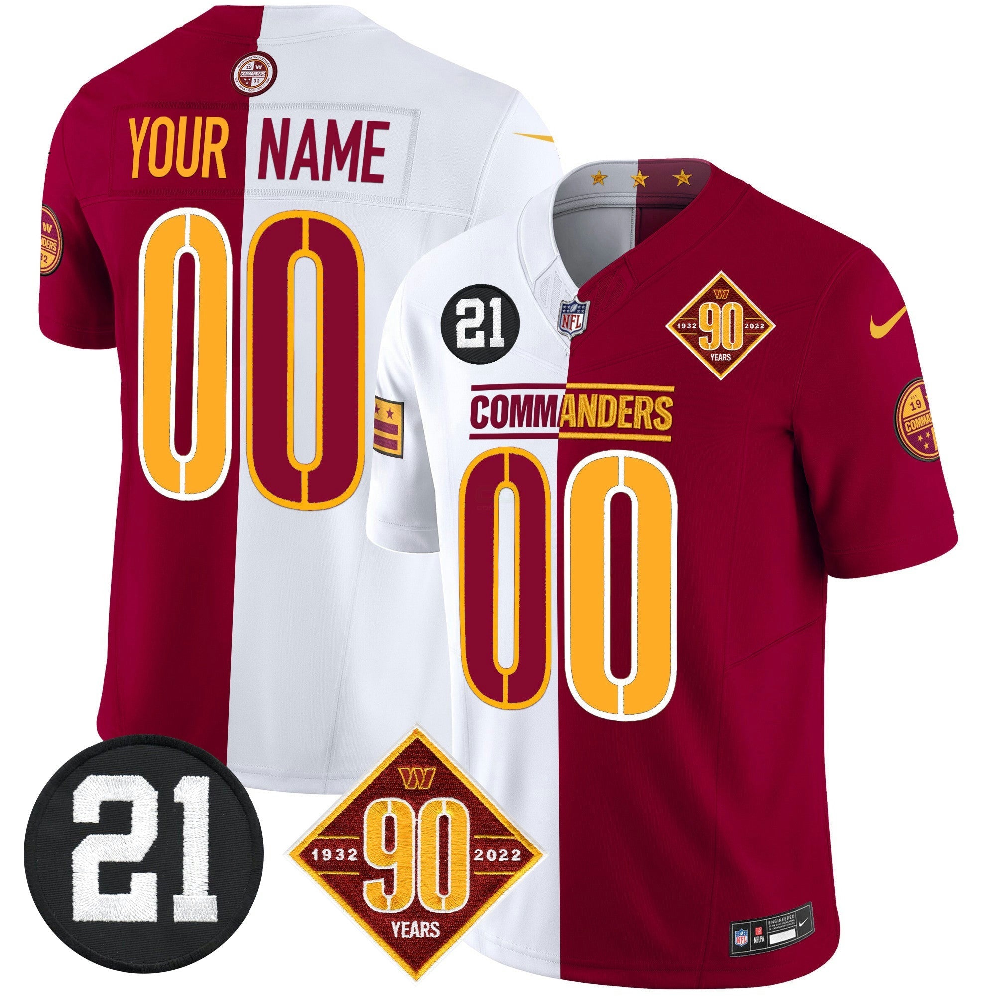 Camisa NFL Washington 90th & Sean Taylor Patch Vapor Limited Jersey
