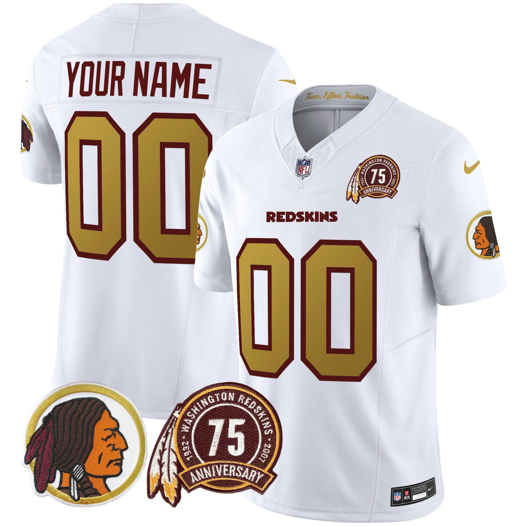Camisa NFL Washington Redskins 75th Patch Throwback Vapor Limited Jersey V2