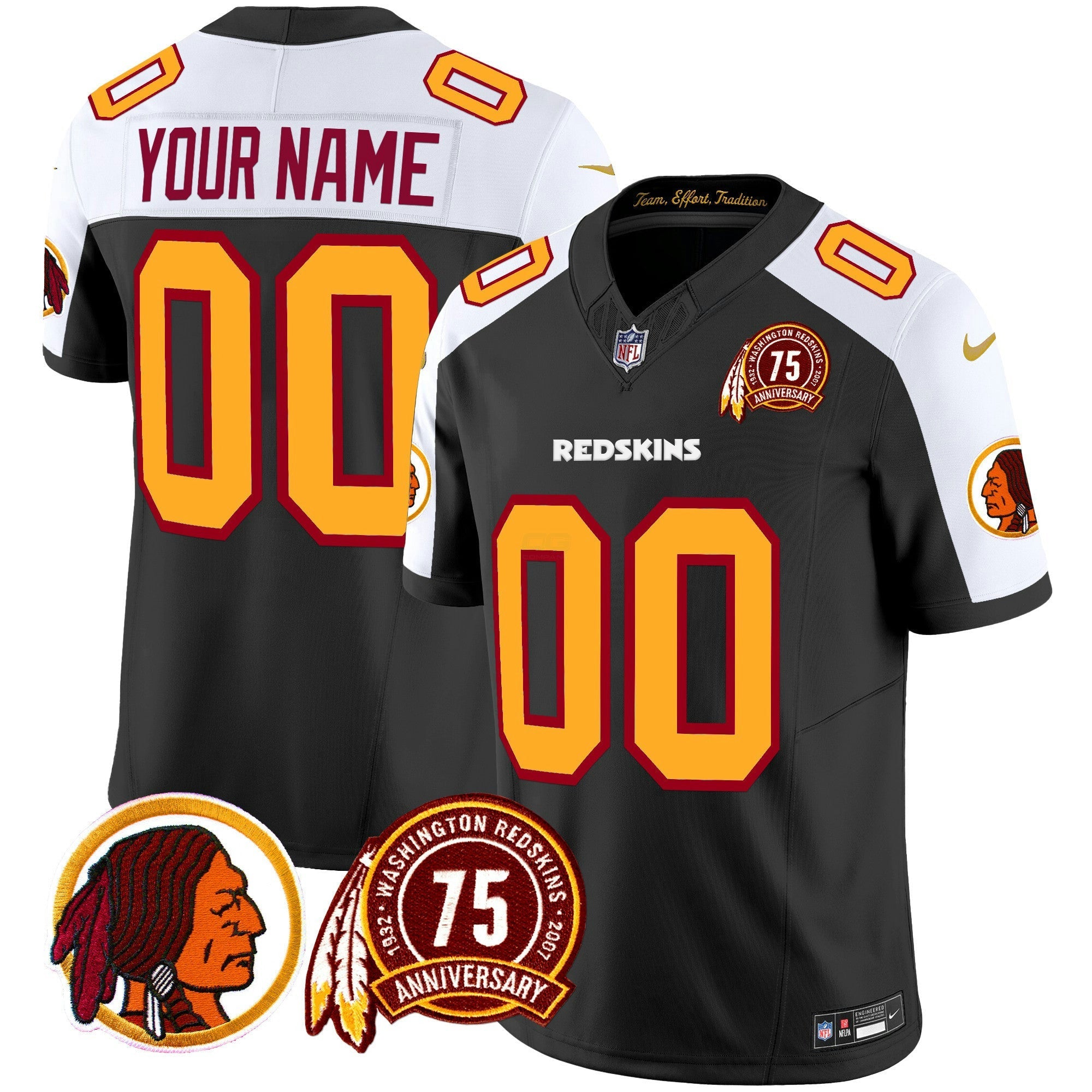 Camisa NFL Washington Redskins 75th Patch Throwback Vapor Limited Jersey