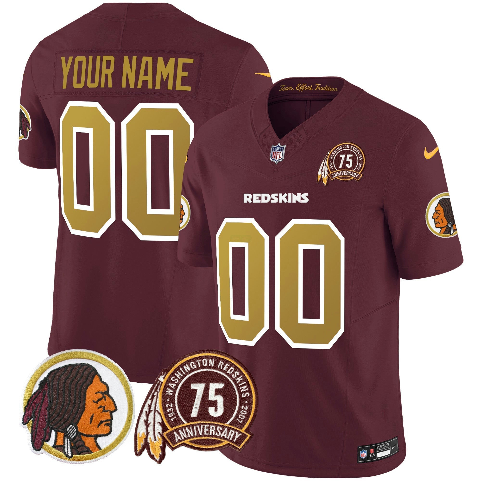 Camisa NFL Washington Redskins 75th Patch Throwback Vapor Limited Jersey V2