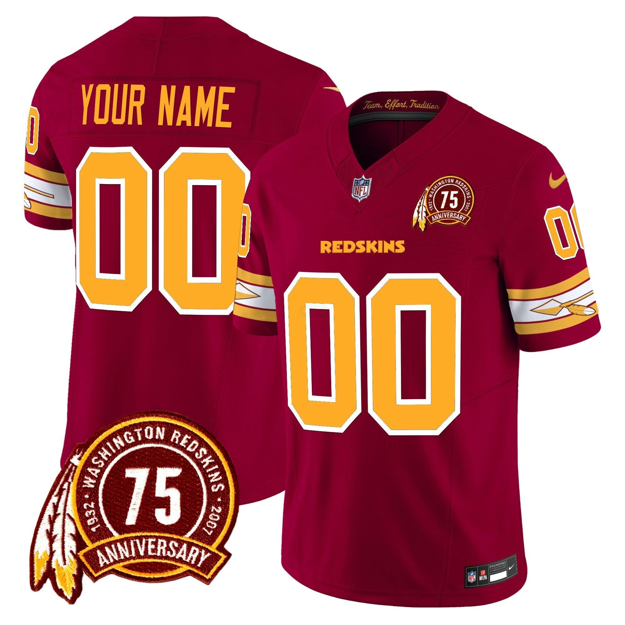 Camisa NFL Washington Redskins 75th Patch Vapor Limited Jersey