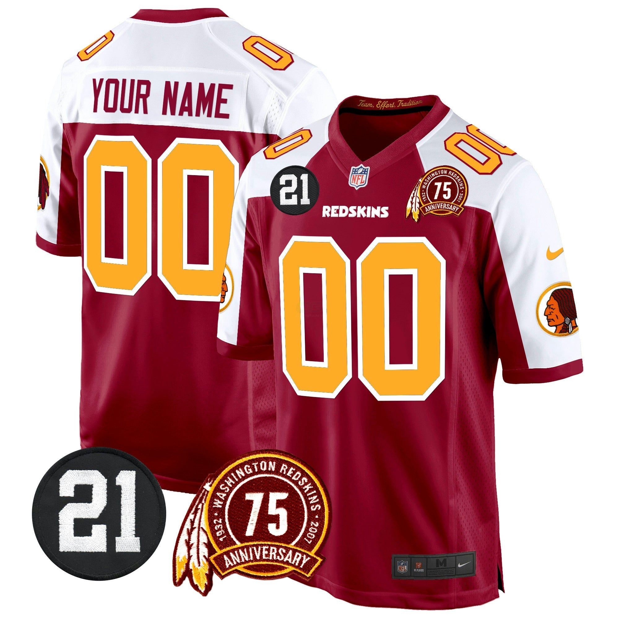 Camisa NFL Washington Redskins 75th & Sean Taylor Patch Game Jersey