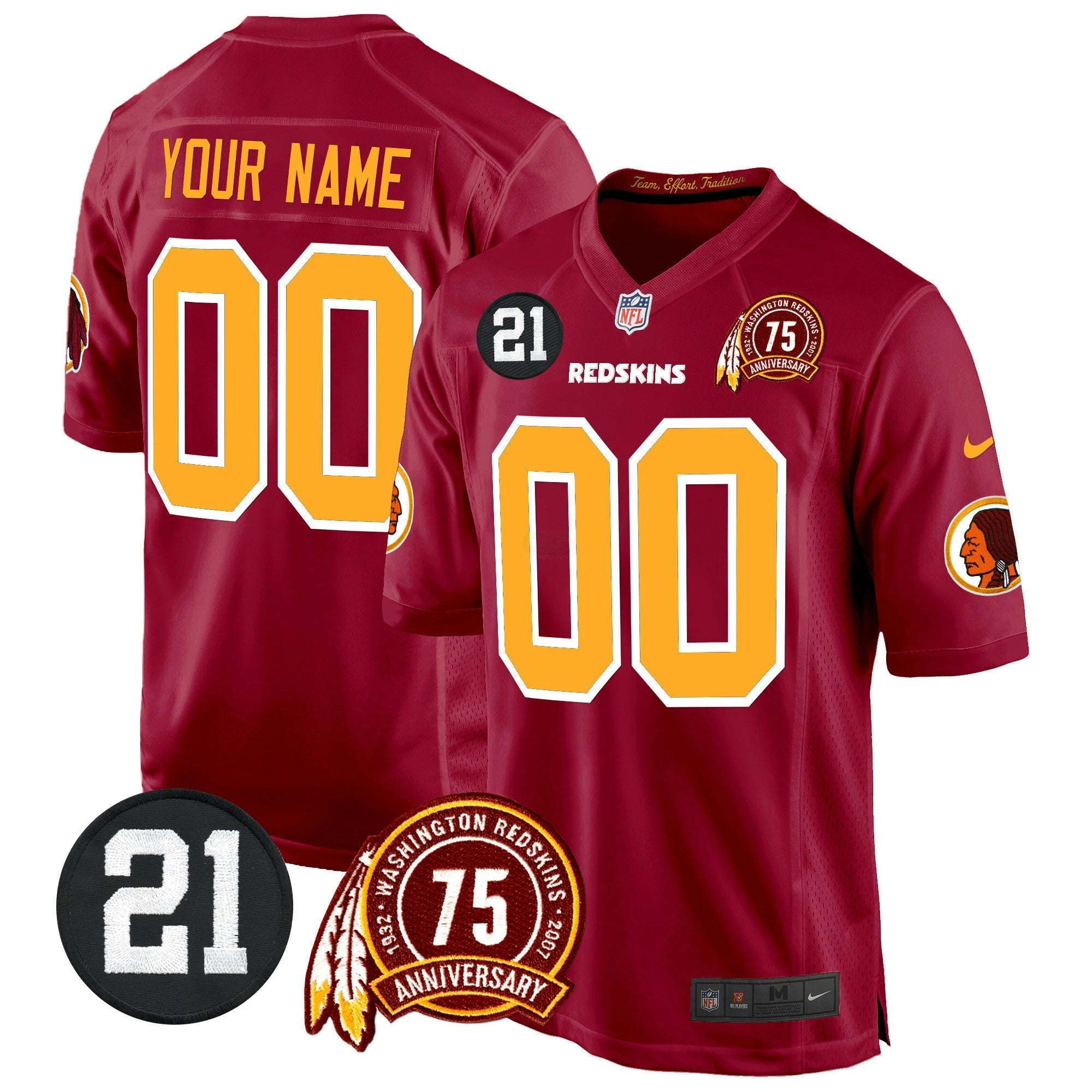 Camisa NFL Washington Redskins 75th & Sean Taylor Patch Game Jersey