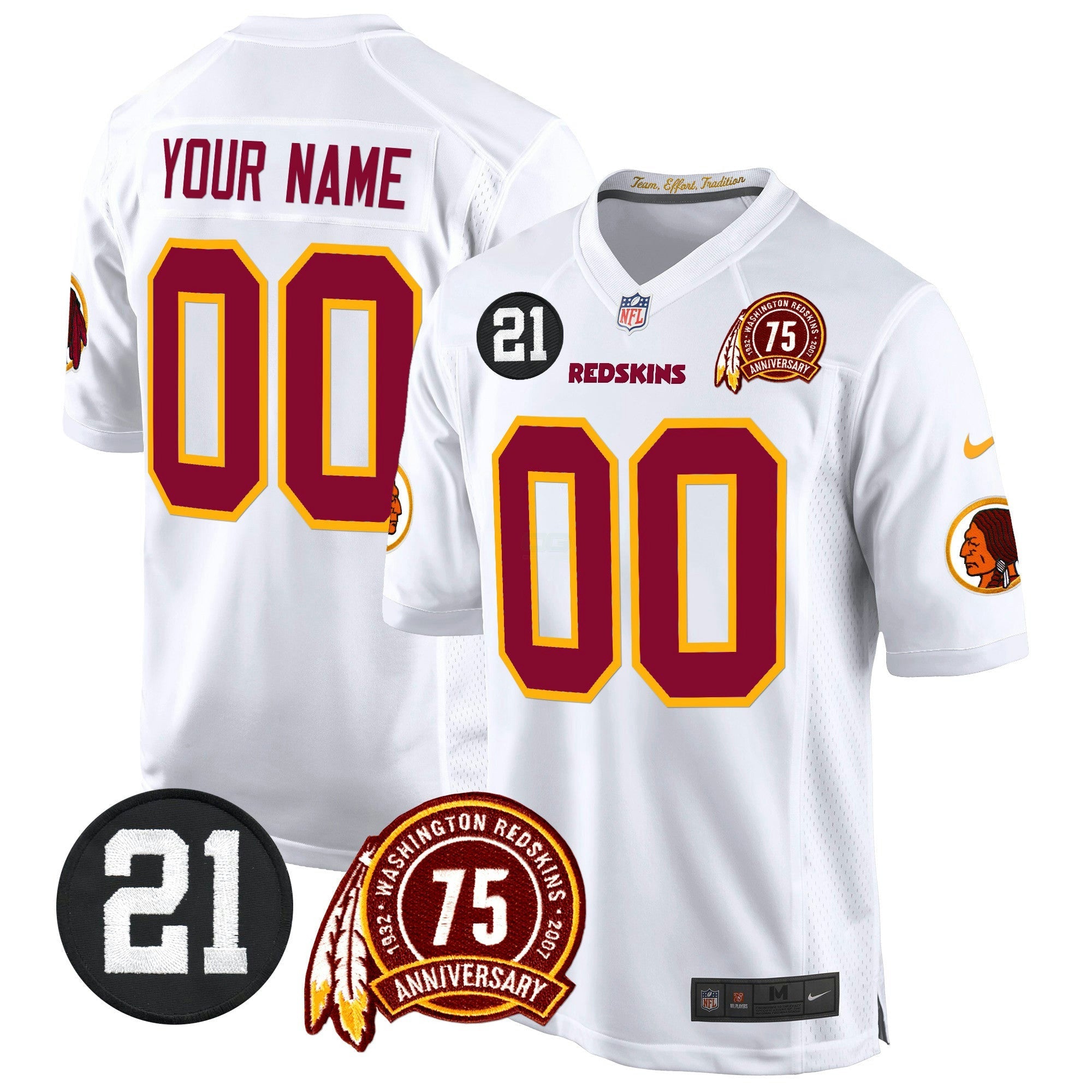 Camisa NFL Washington Redskins 75th & Sean Taylor Patch Game Jersey