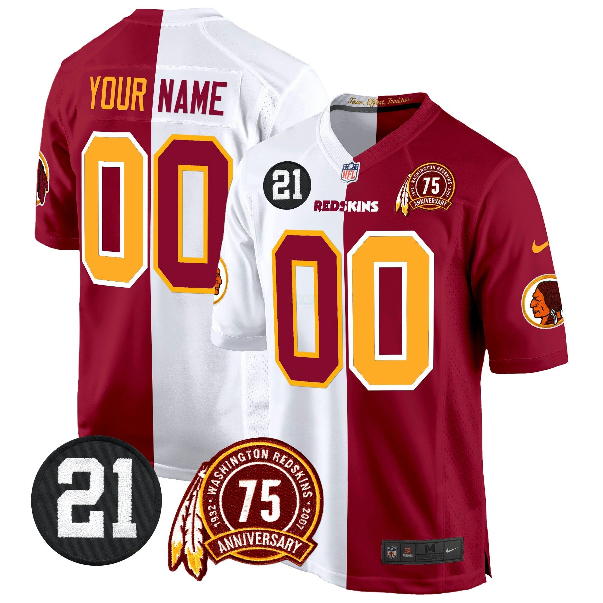 Camisa NFL Washington Redskins 75th & Sean Taylor Patch Game Jersey