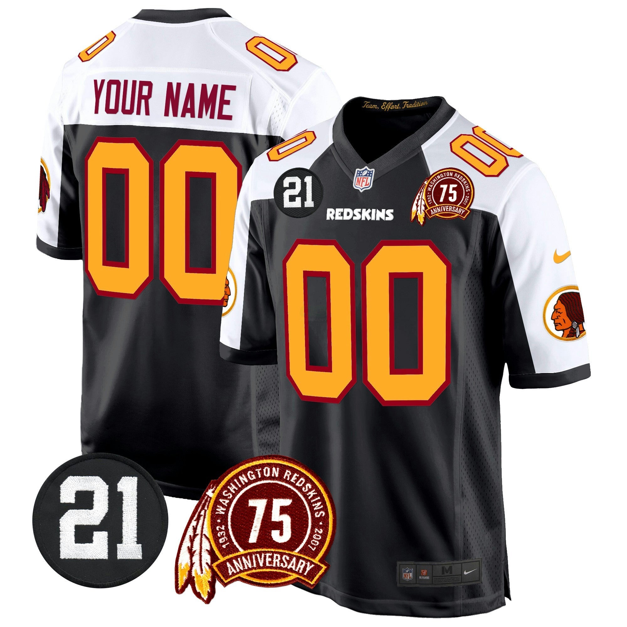Camisa NFL Washington Redskins 75th & Sean Taylor Patch Game Jersey