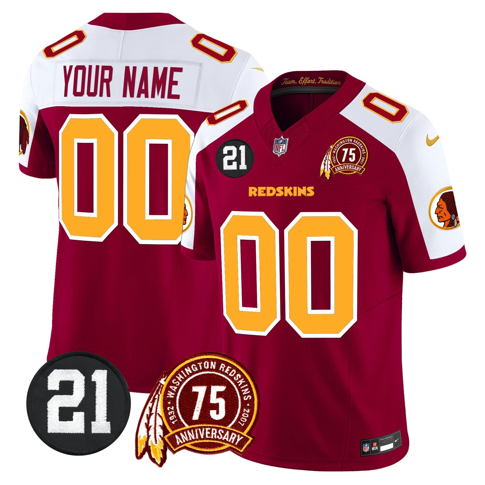 Camisa NFL Washington Redskins 75th & Sean Taylor Patch Vapor Limited Jersey V2