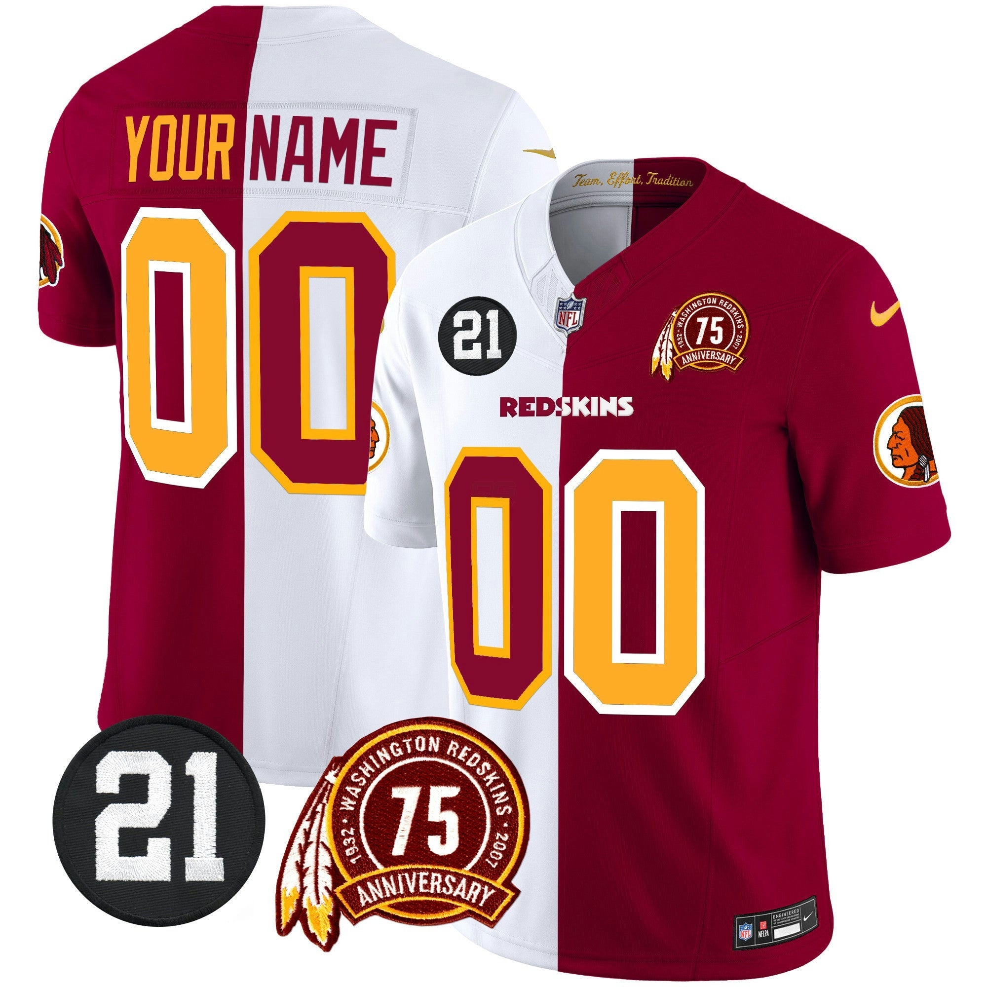 Camisa NFL Washington Redskins 75th & Sean Taylor Patch Vapor Limited Jersey