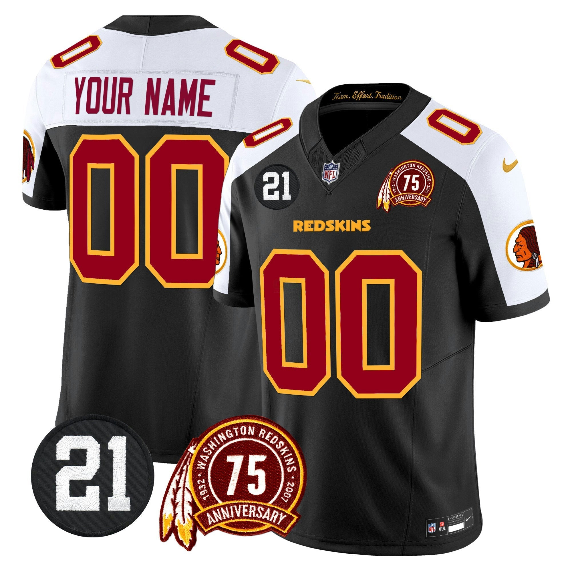 Camisa NFL Washington Redskins 75th & Sean Taylor Patch Vapor Limited Jersey V2