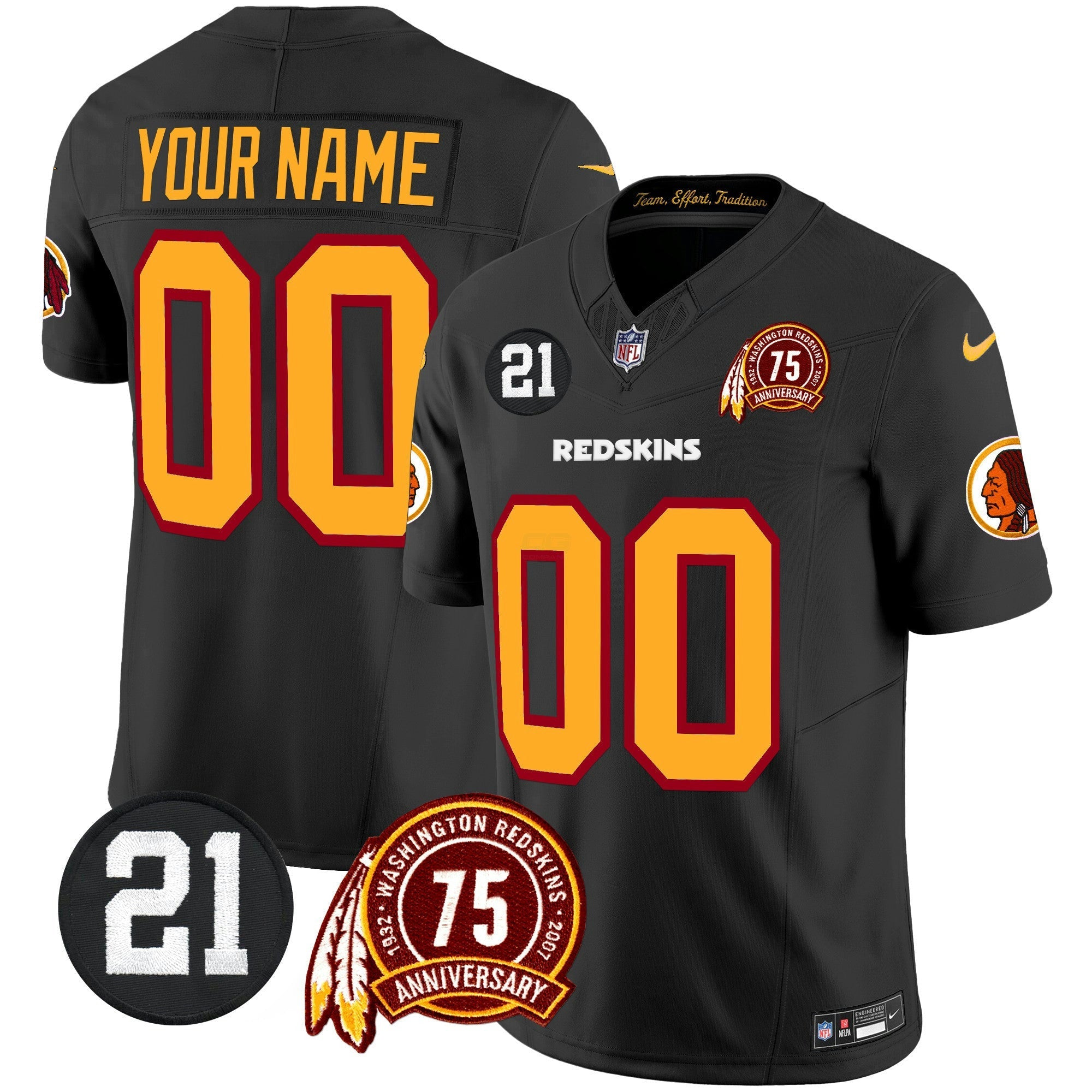 Camisa NFL Washington Redskins 75th & Sean Taylor Patch Vapor Limited Jersey