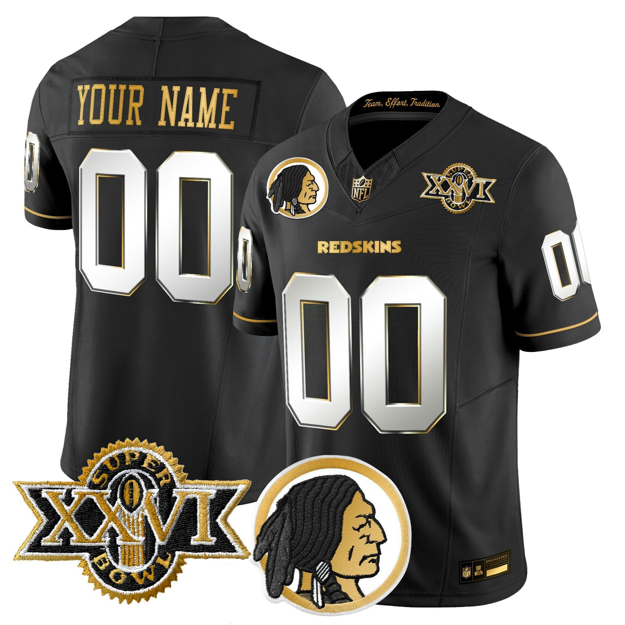 Camisa NFL Washington Redskins Throwback 1992 Super Bowl XXVI Patch Dourada Vapor Limited Jersey