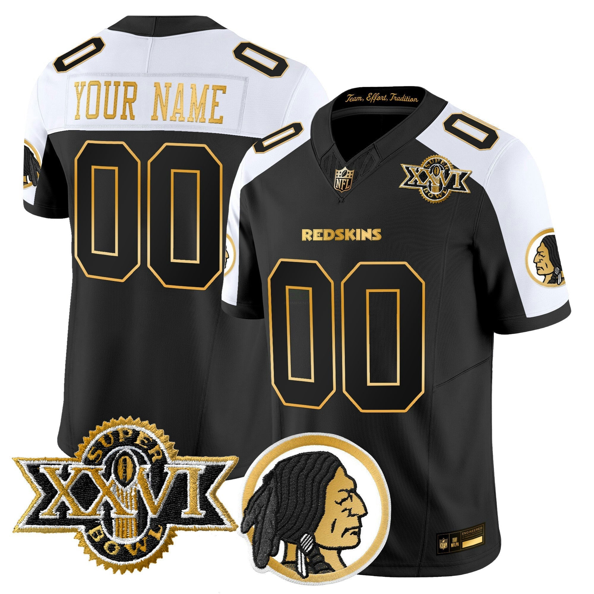 Camisa NFL Washington Redskins Throwback 1992 Super Bowl XXVI Patch Dourada Vapor Limited Jersey
