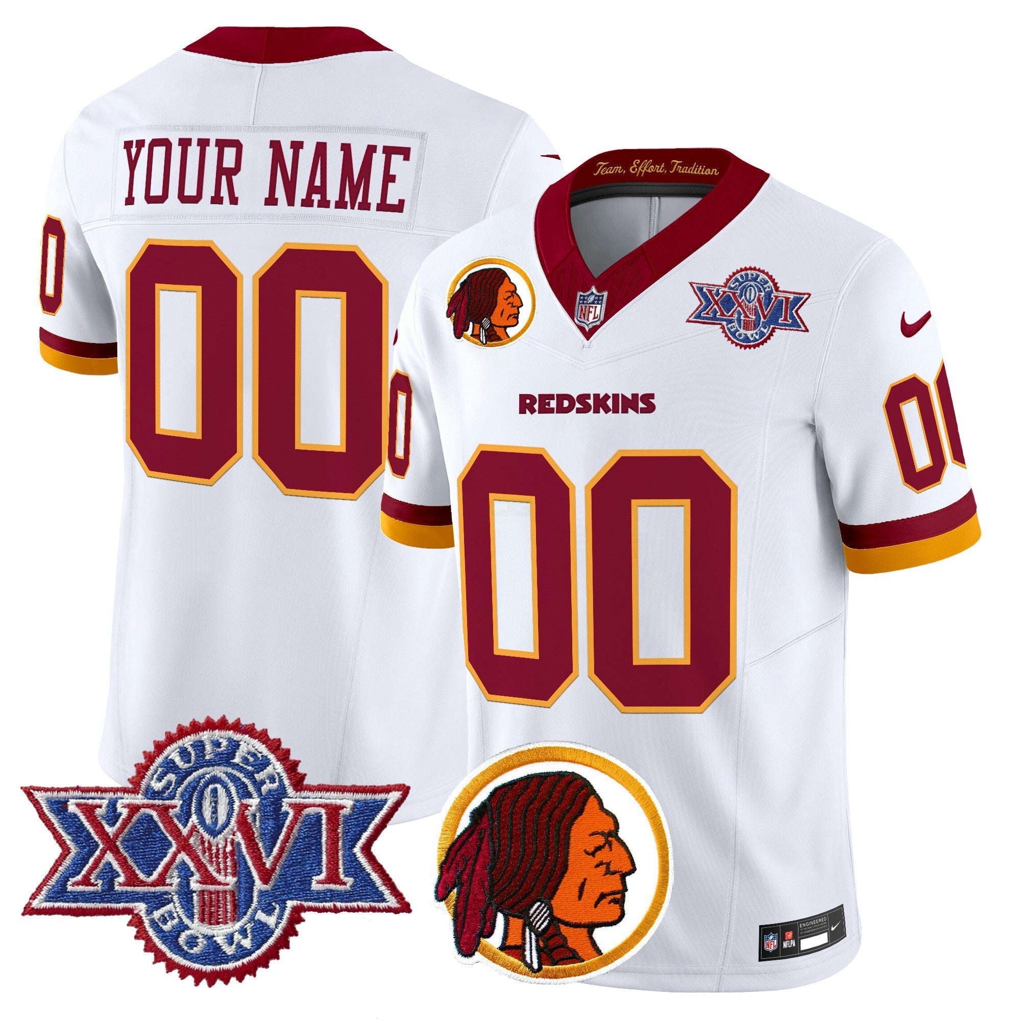 Camisa NFL Washington Redskins Throwback 1992 Super Bowl XXVI Patch Vapor Limited Jersey V2